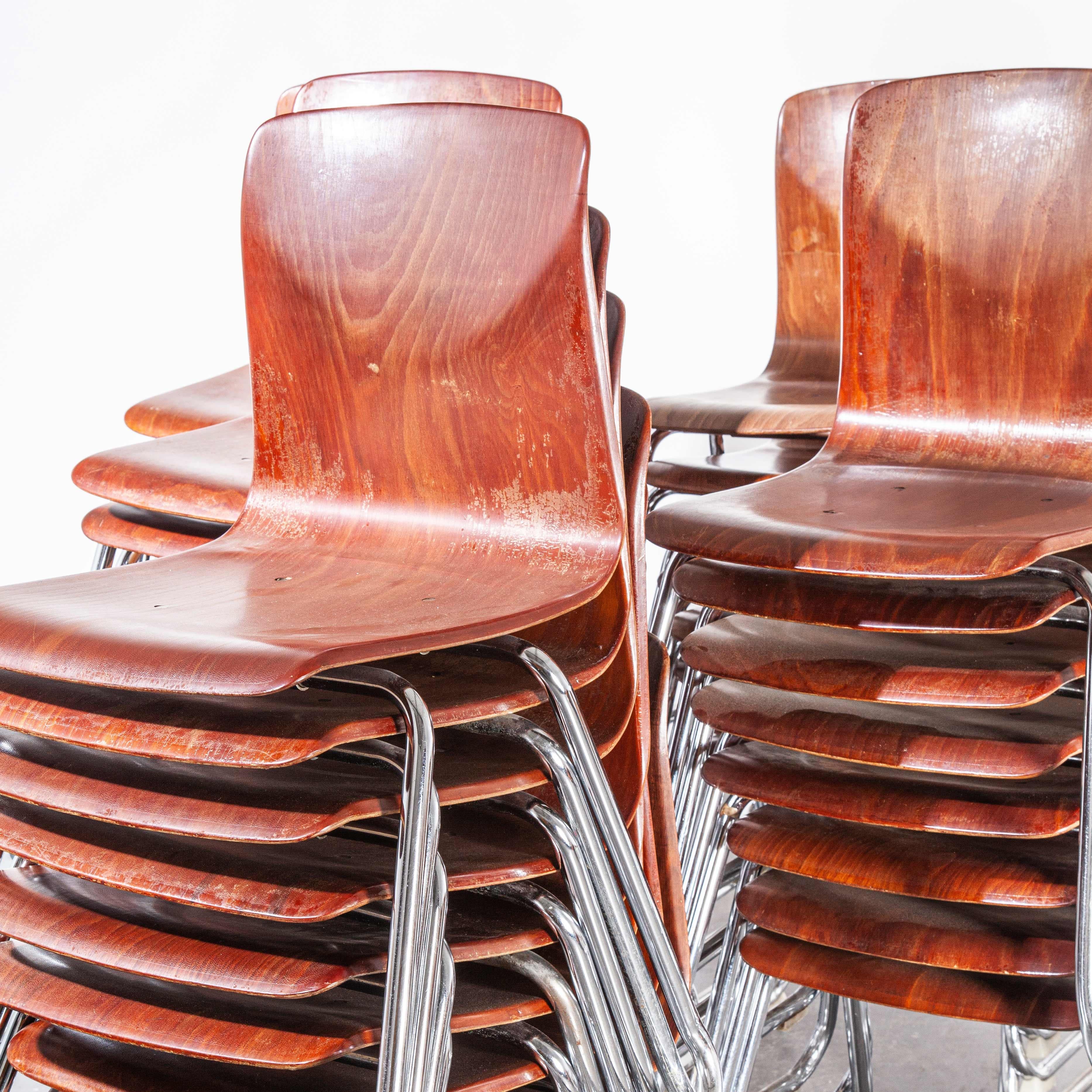 1960's Pagholz Dining Chairs Laminated Hardwood And Chrome Legs - Various Qty 5
