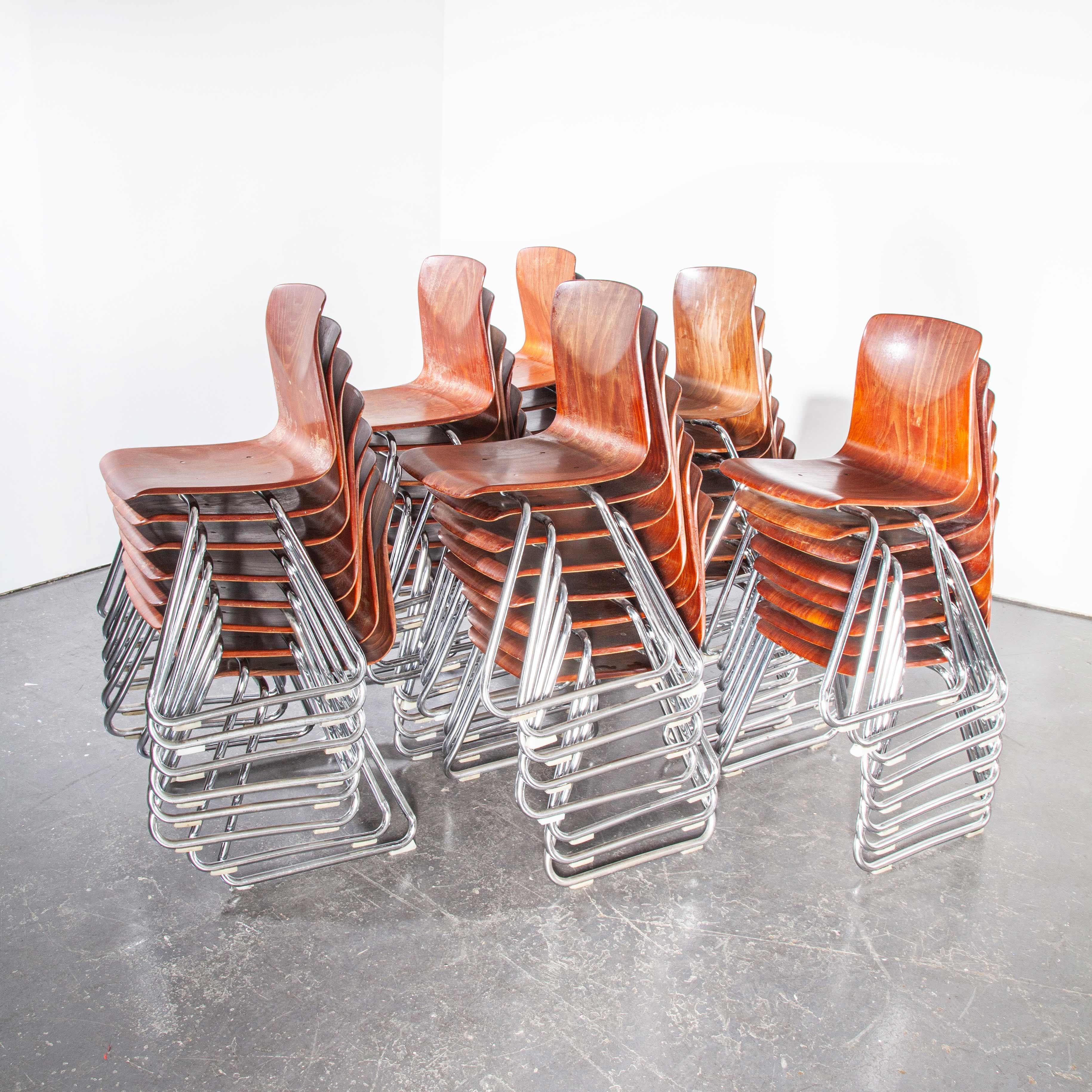 1960's Pagholz Dining Chairs Laminated Hardwood And Chrome Legs - Various Qty 8