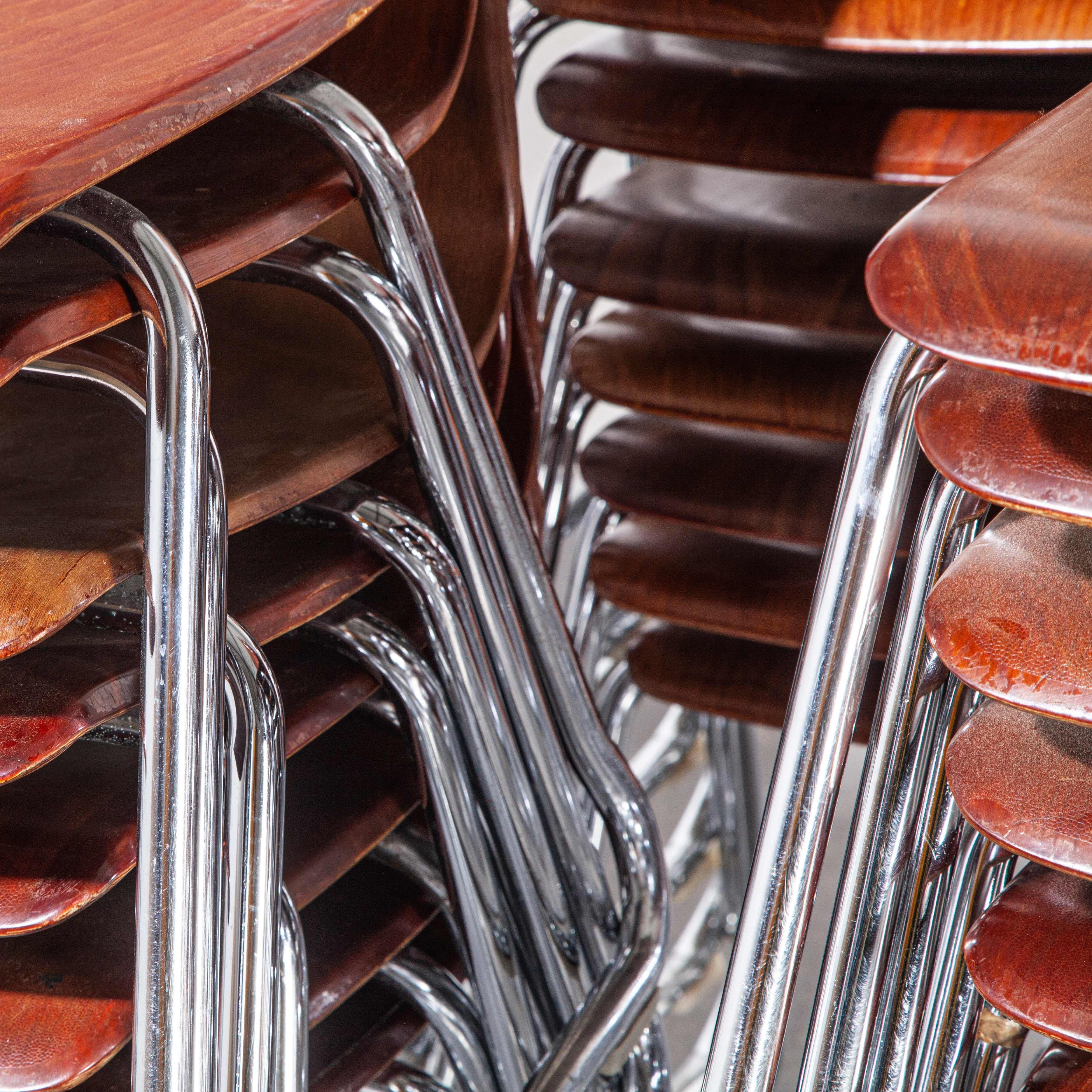 Mid-20th Century 1960's Pagholz Dining Chairs Laminated Hardwood And Chrome Legs - Various Qty