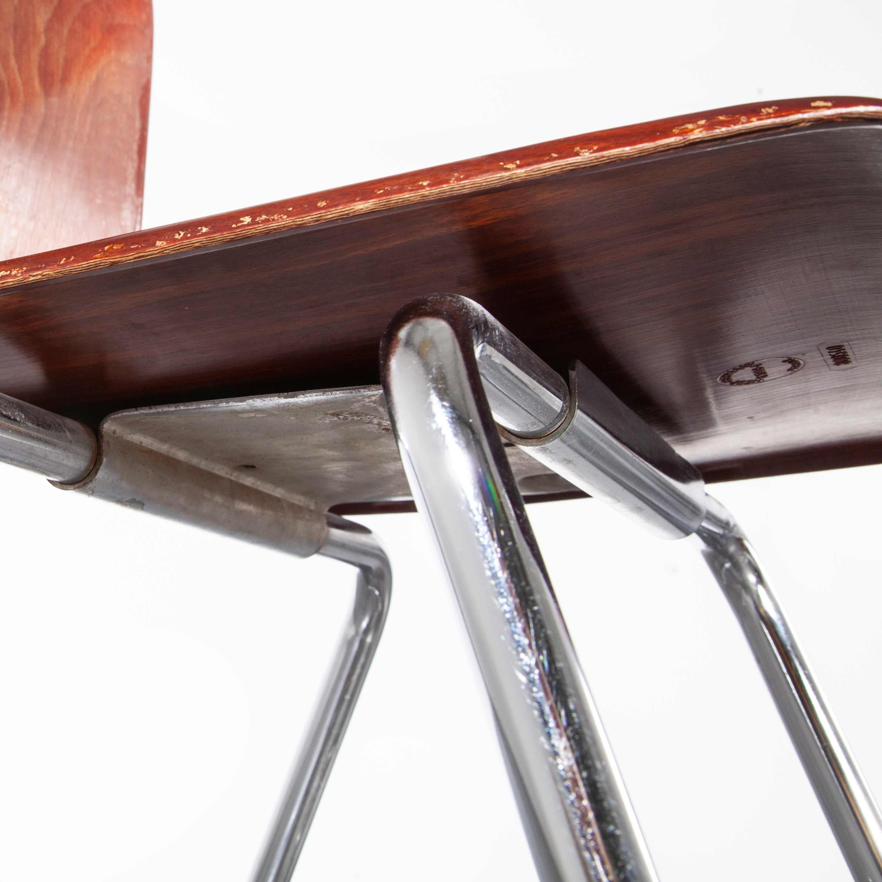 1960s Pagholz Dining Chairs Laminated Hardwood Chrome Legs, Set of Twenty Four 4