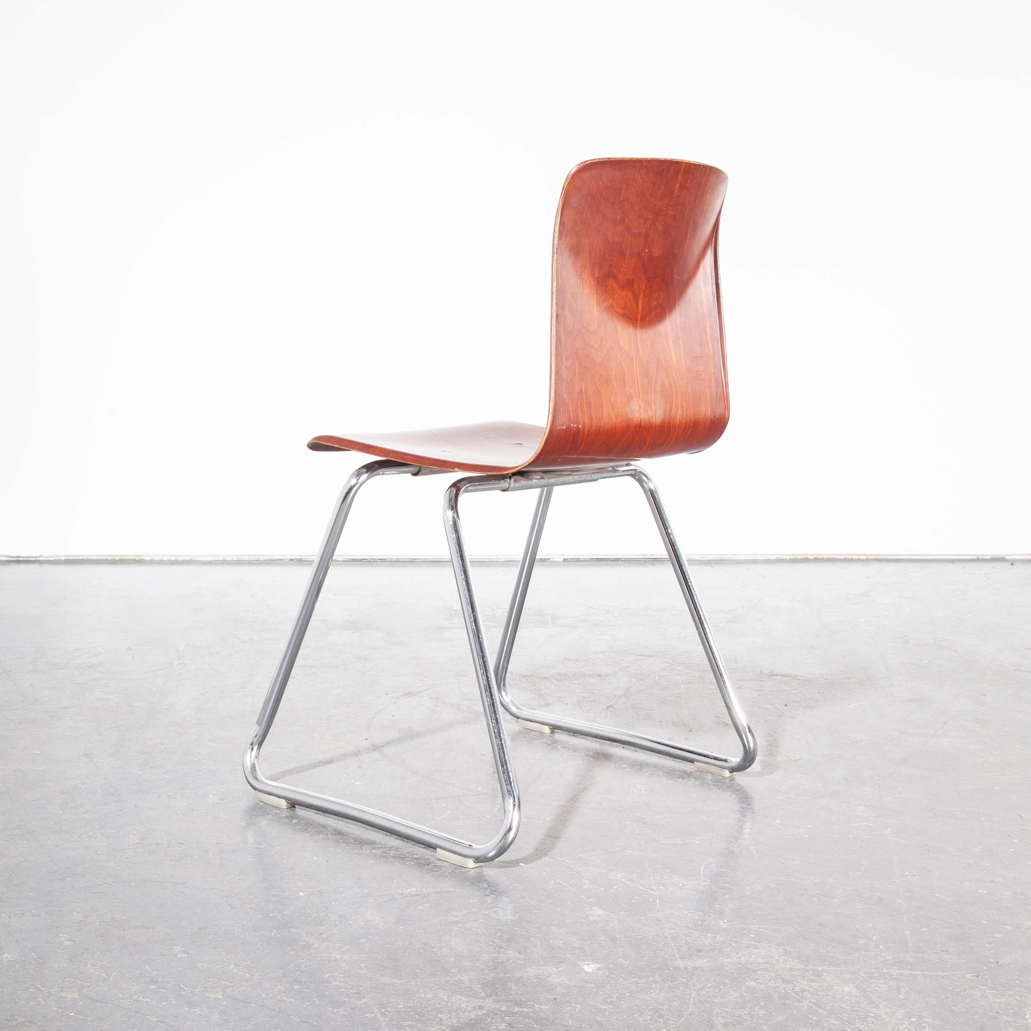1960s Pagholz Dining Chairs Laminated Hardwood Chrome Legs, Set of Twenty Four 5