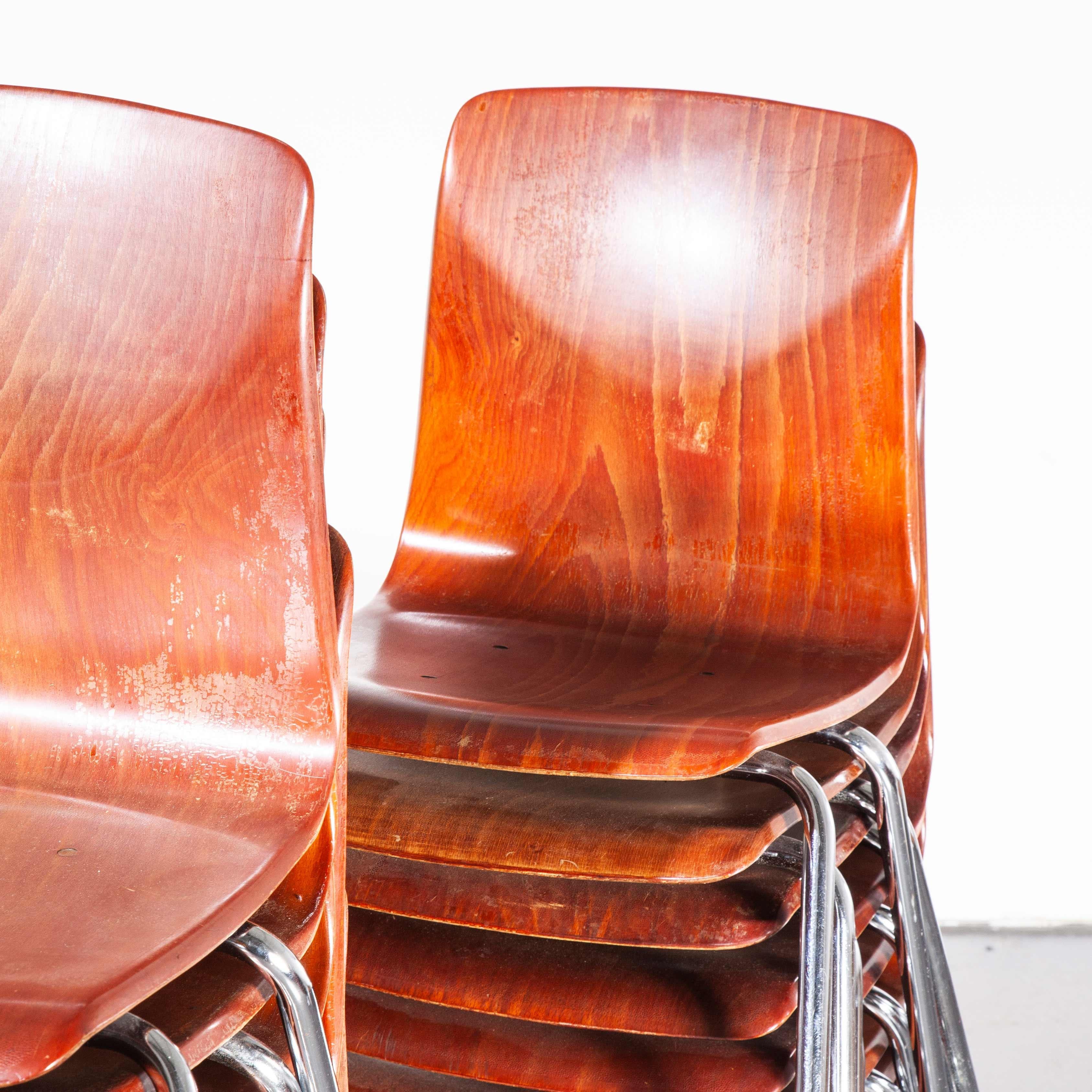 1960s Pagholz Dining Chairs Laminated Hardwood Chrome Legs, Set of Twenty Four 1