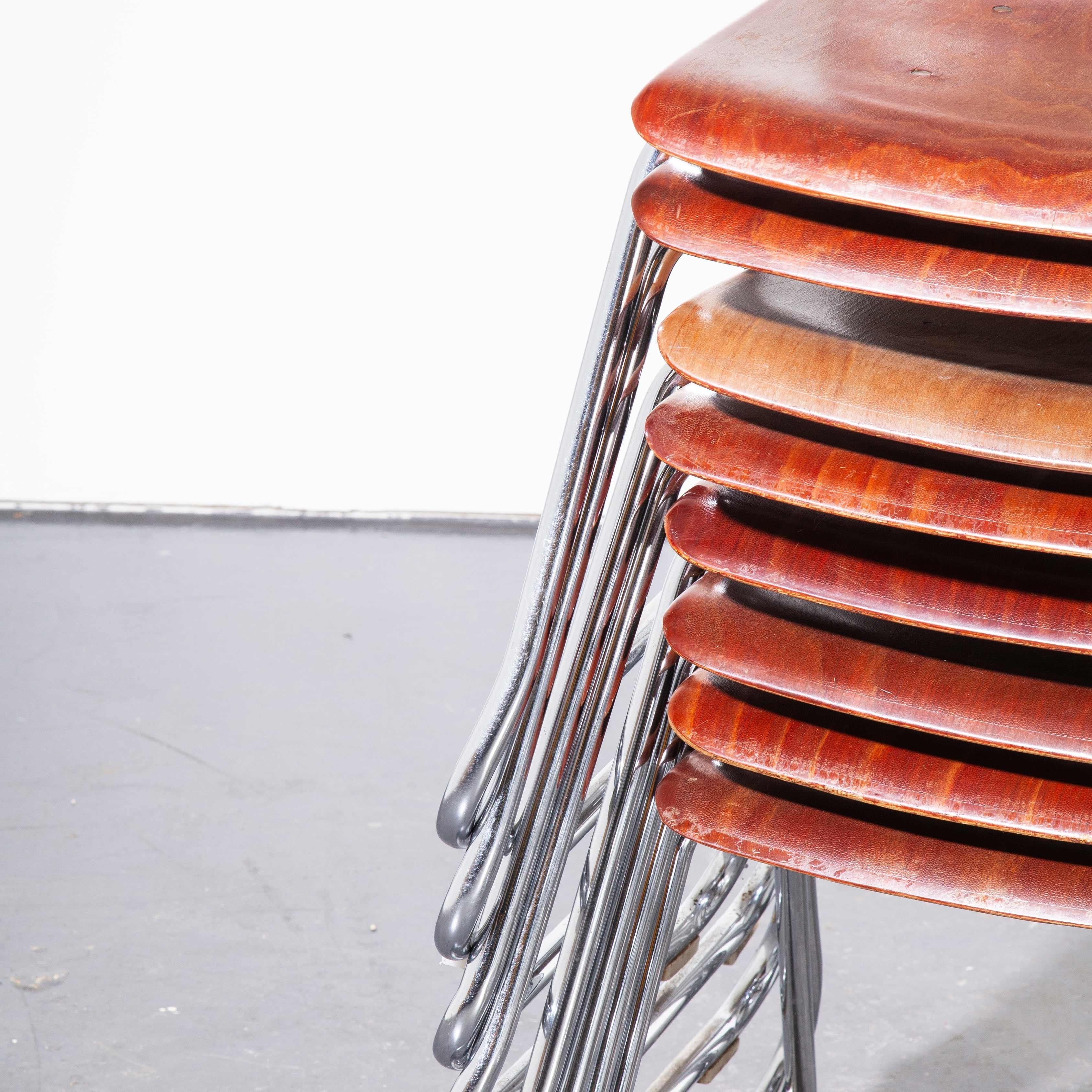 1960s Pagholz Dining Chairs Laminated Hardwood Chrome Legs, Set of Twenty Four 2