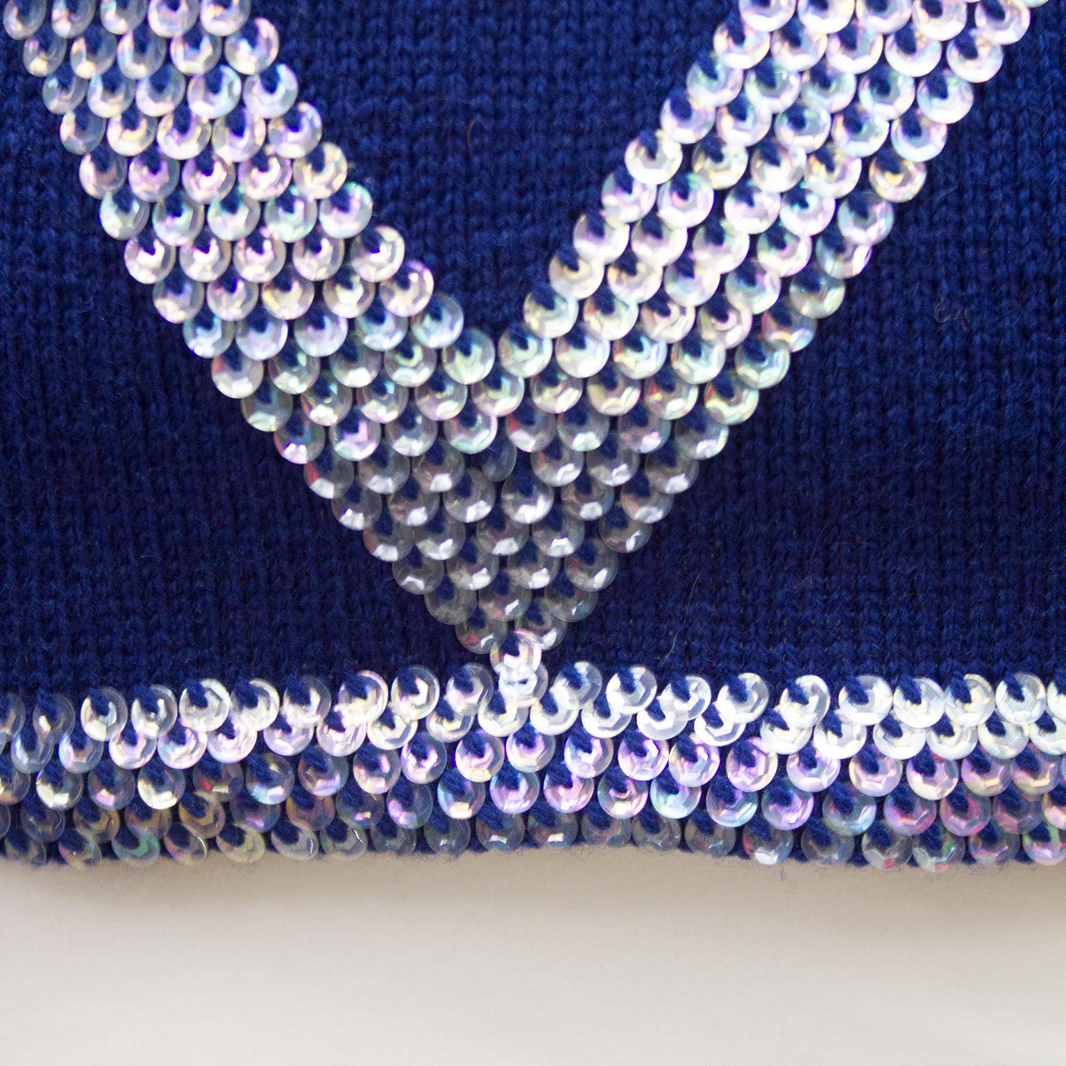 Women's 1960s Paillette Navy Knit Sleeveless Sweater For Sale