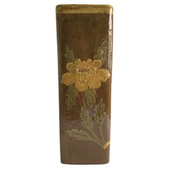 1960s Painted and Glazed Umbrella Holder With Terracotta Flower Motif