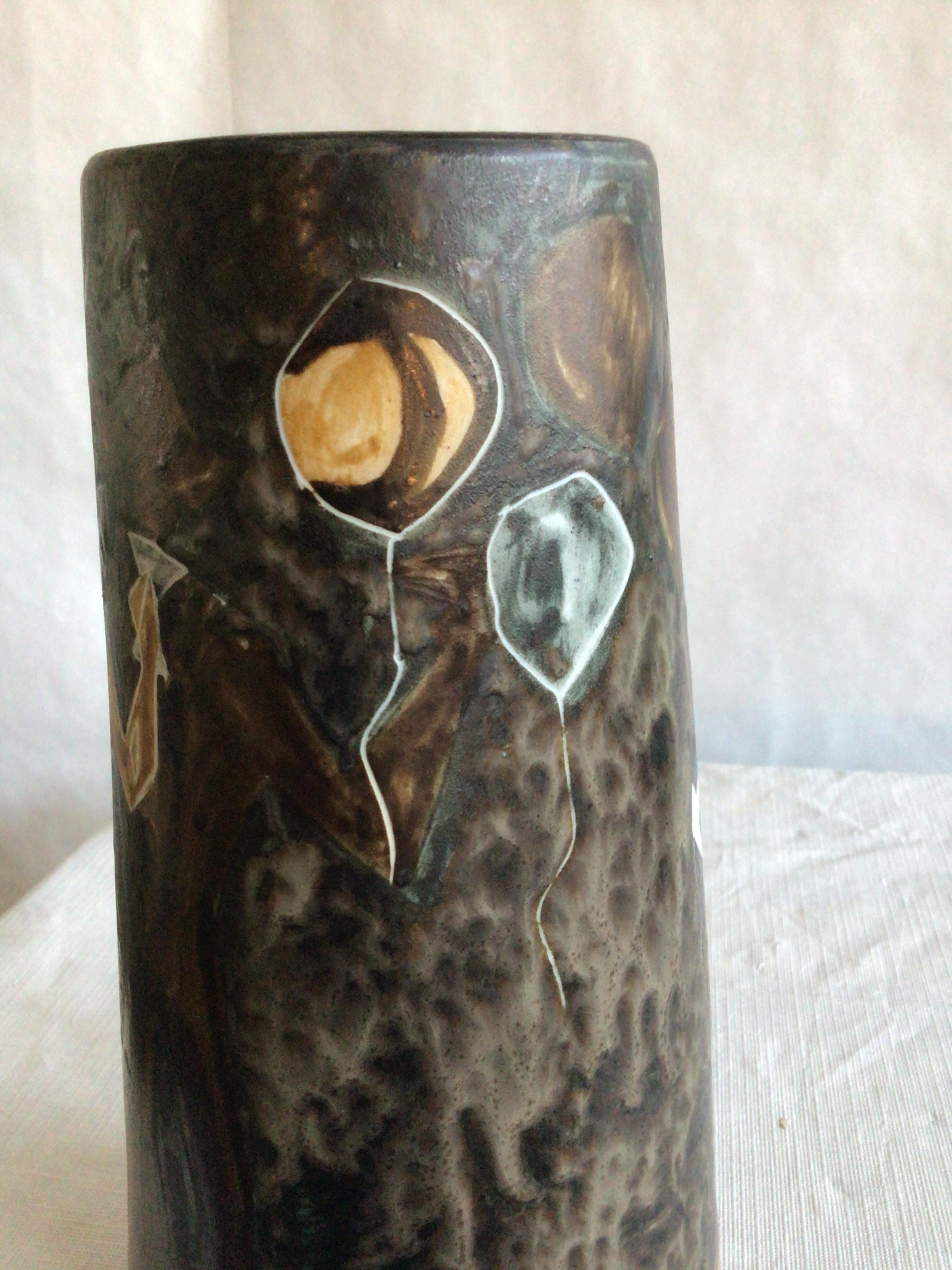 1960s Painted Ceramic Vase Depicting Objects From a Fête For Sale 1