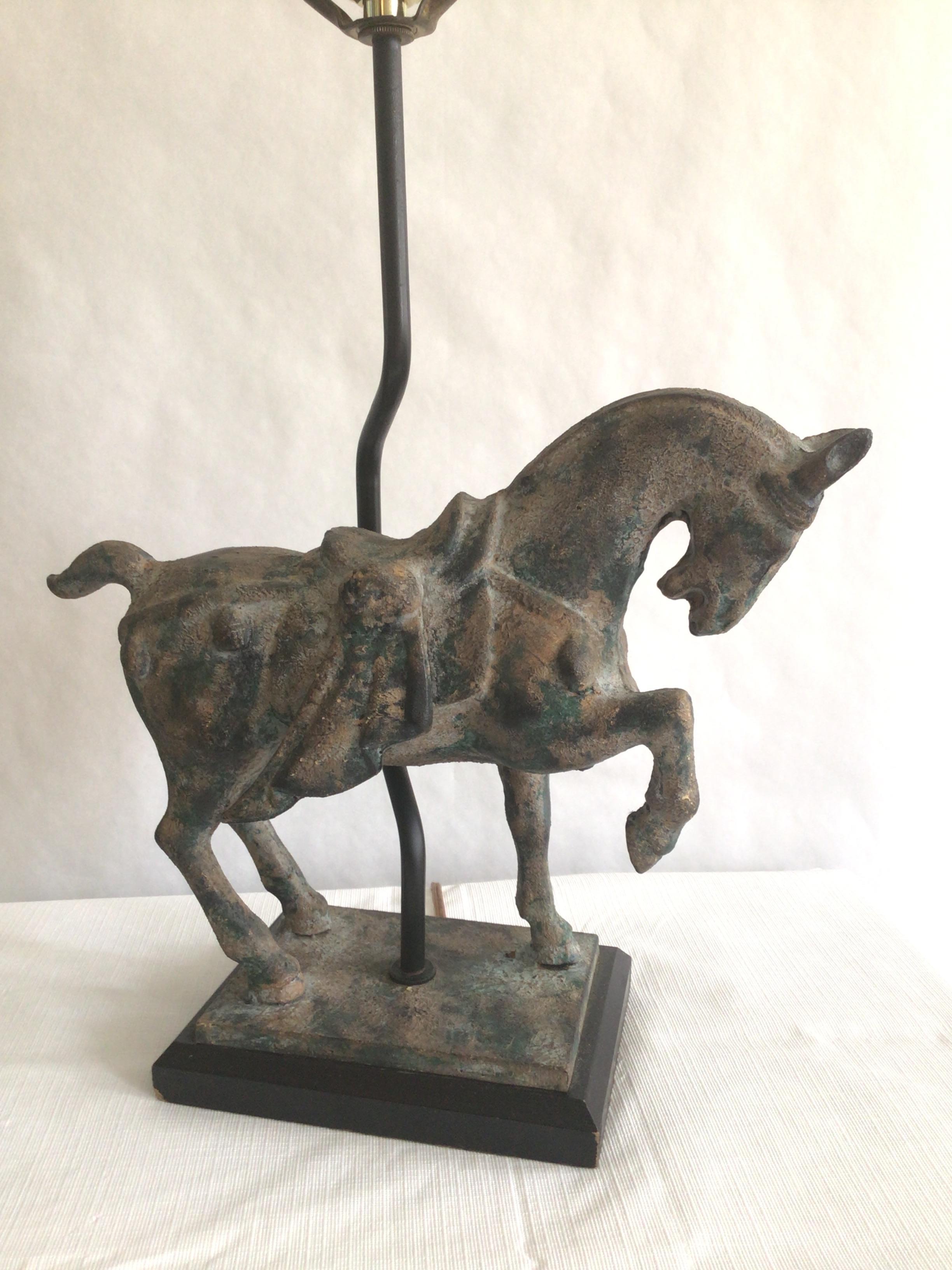 1960s Painted Iron Horse Table Lamp
Height to top of socket.