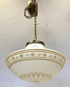 Painted Schoolhouse Globe Pendant Light Done Antique Brass Finish