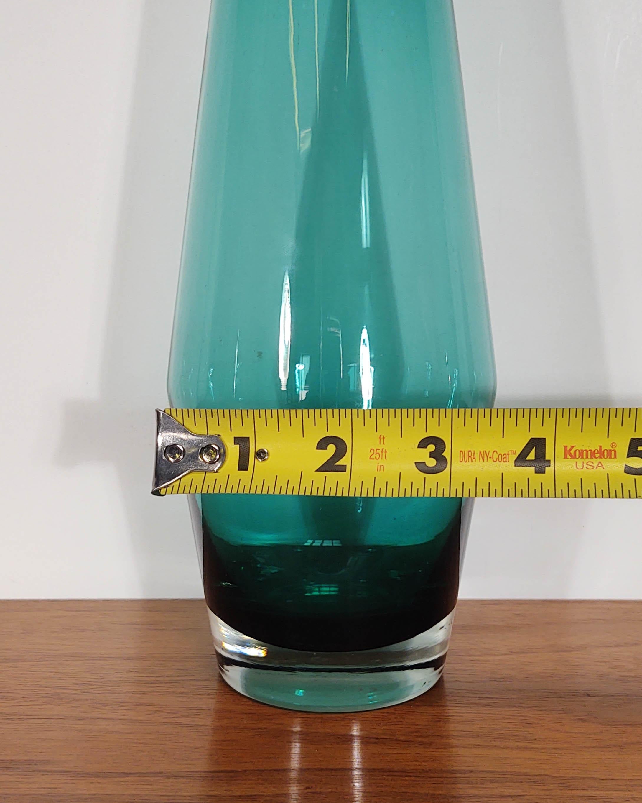 1960s Pair '2' of Tapered Teal Vases by Riihimaen Lasi by Tamara Aladin For Sale 2