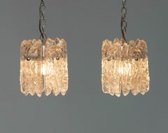 Pair Clear Crystal Window Or Bar Lights By Carl Fagerlund Orrefors Sweden 1960s