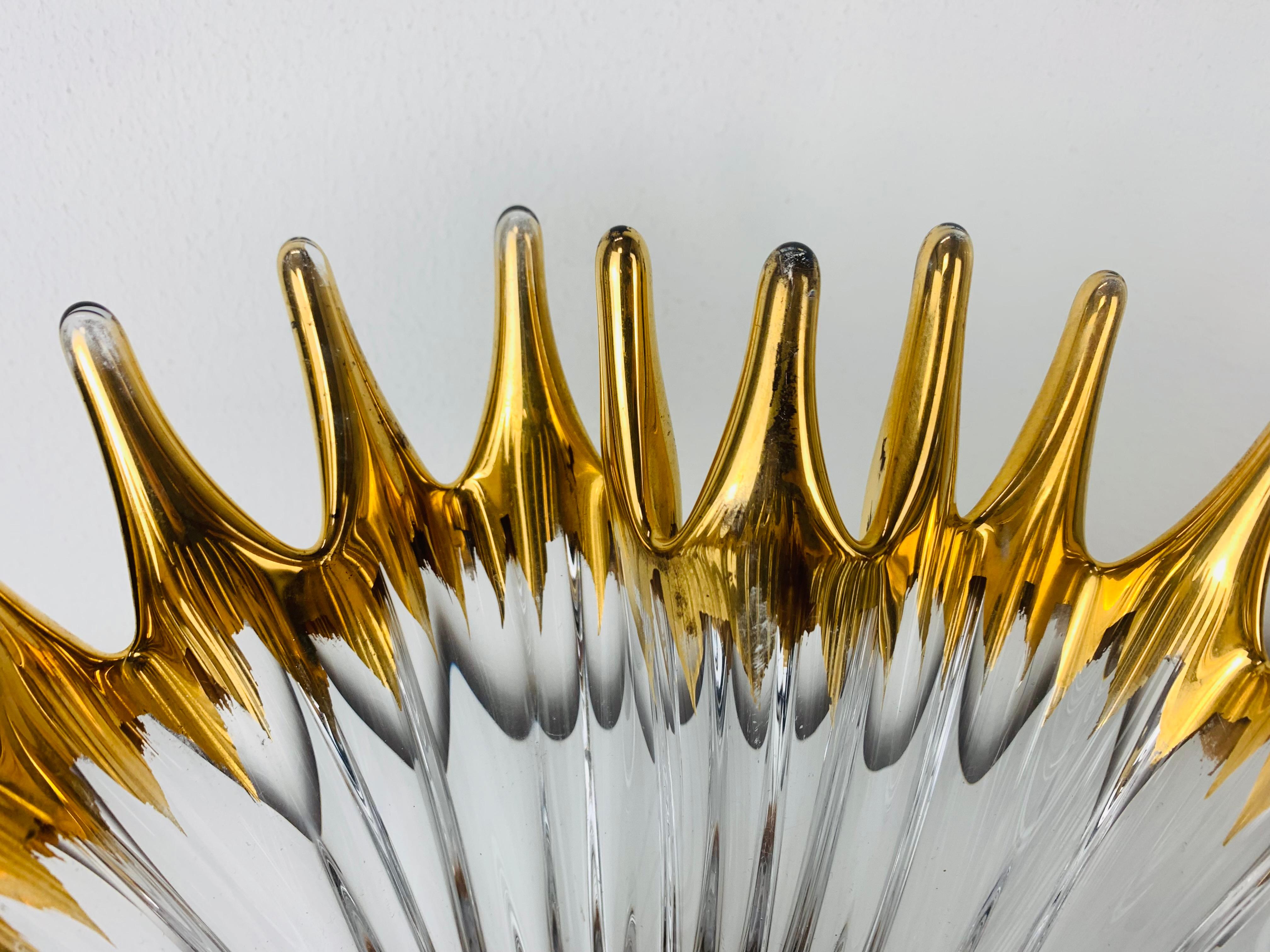 1960's Pair free form golden glass bowl attributed to Cofrac Art Verrier France For Sale 5