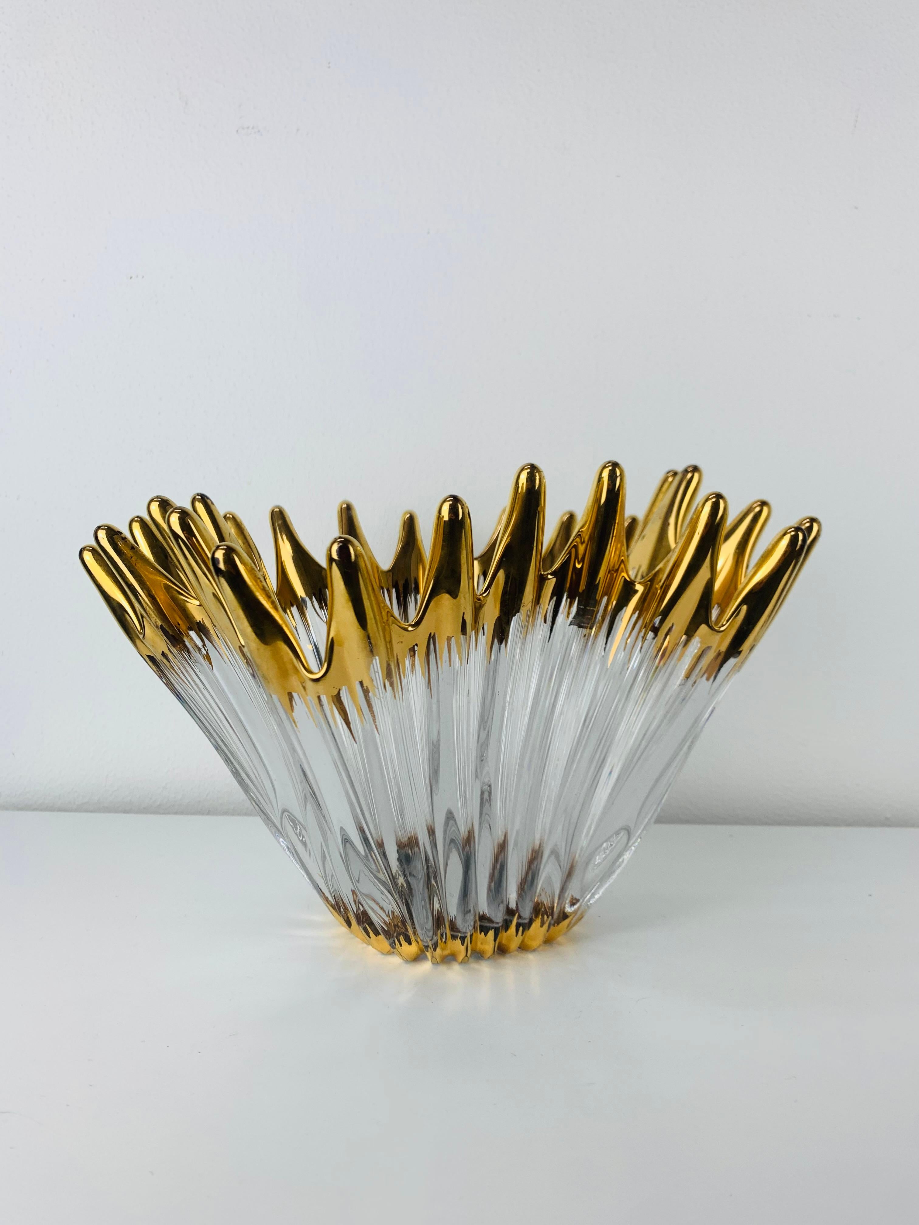1960's Pair free form golden glass bowl attributed to Cofrac Art Verrier France For Sale 7
