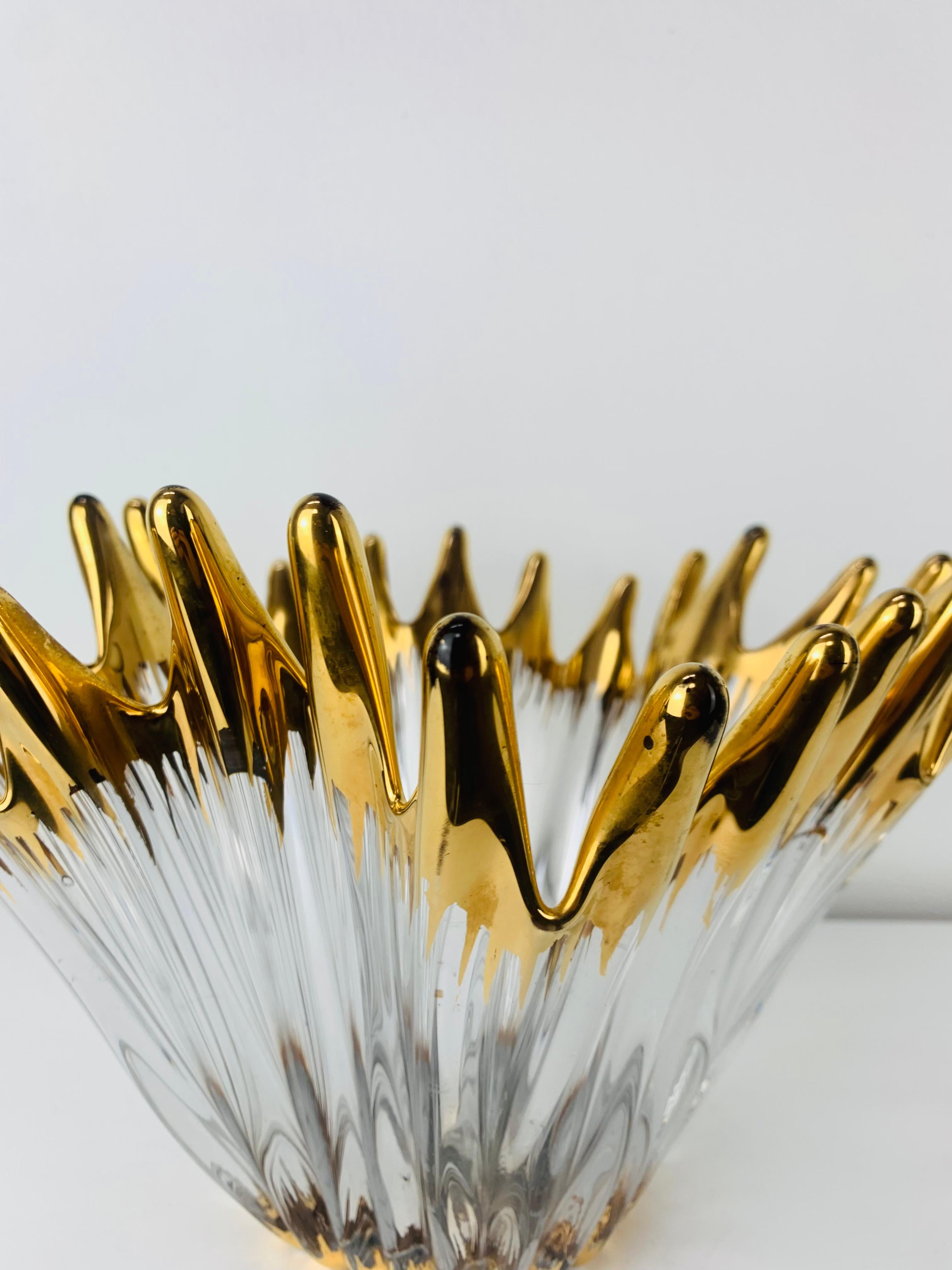 1960's Pair free form golden glass bowl attributed to Cofrac Art Verrier France For Sale 9