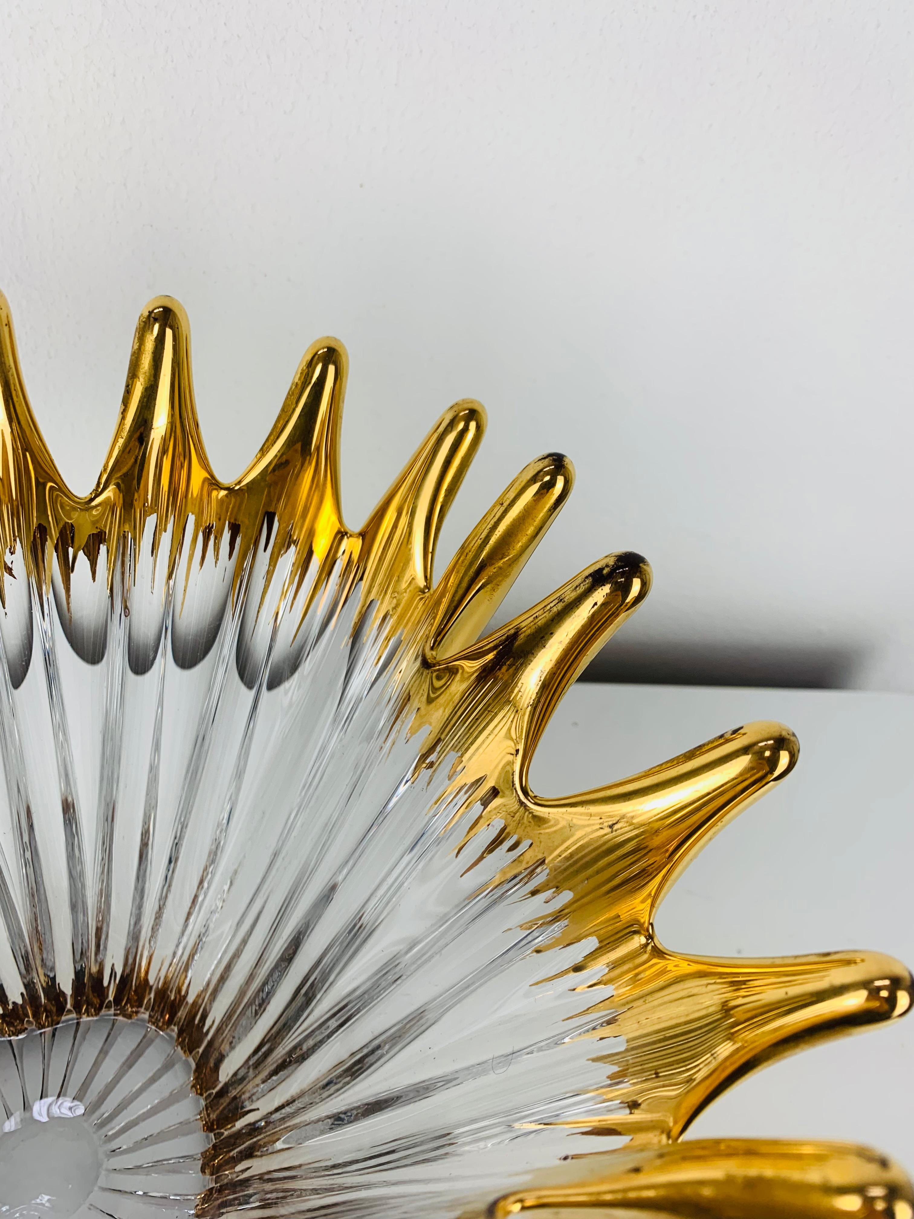 1960's Pair free form golden glass bowl attributed to Cofrac Art Verrier France For Sale 11