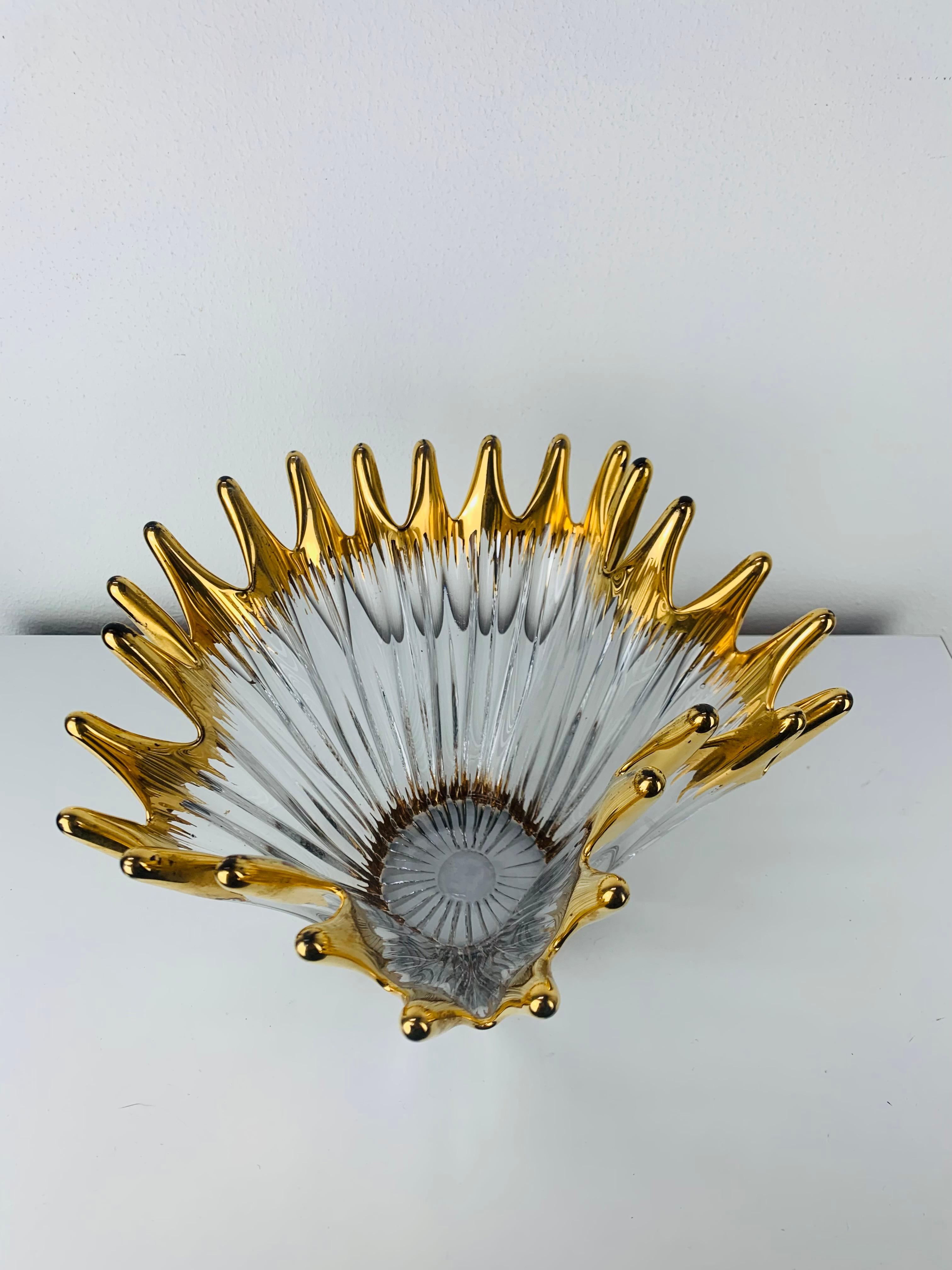 1960's Pair free form golden glass bowl attributed to Cofrac Art Verrier France For Sale 13
