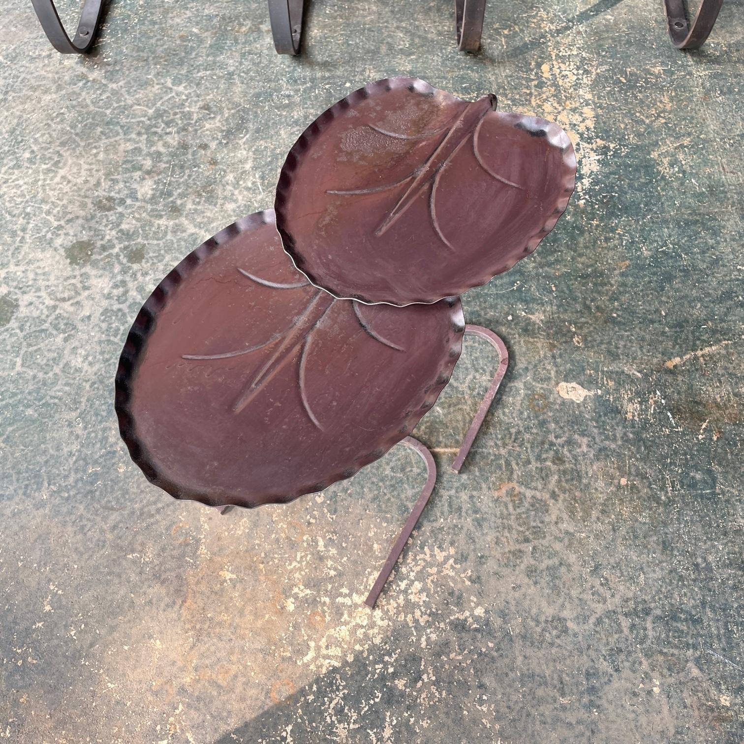 Mid-Century Modern 1960s Pair John Salterini Lily Pad Patio Cocktail Side Tables Vintage Poolside