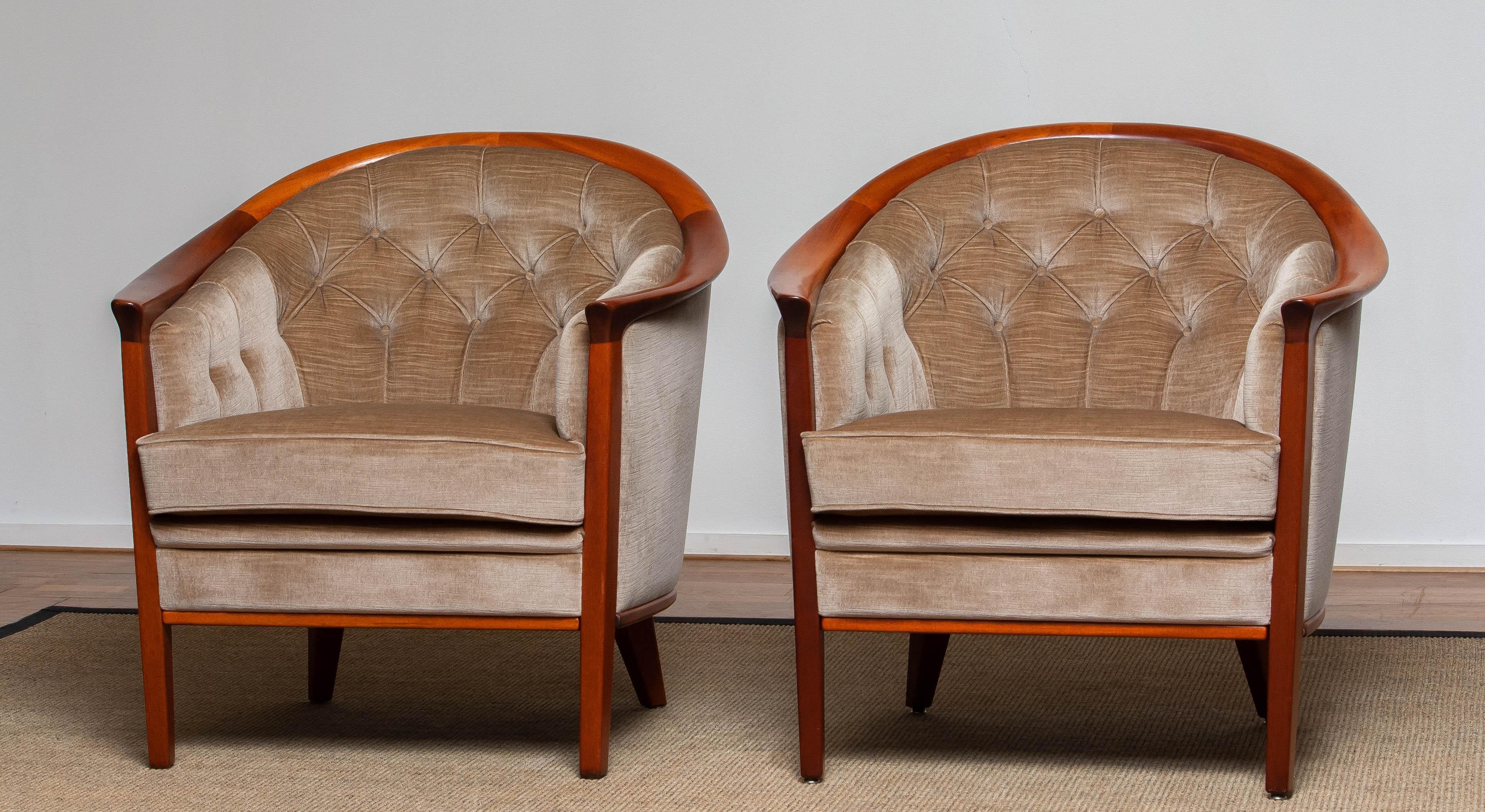 Swedish 1960s Pair Lounge Club Chairs by Bertil Fridhagen Sweden