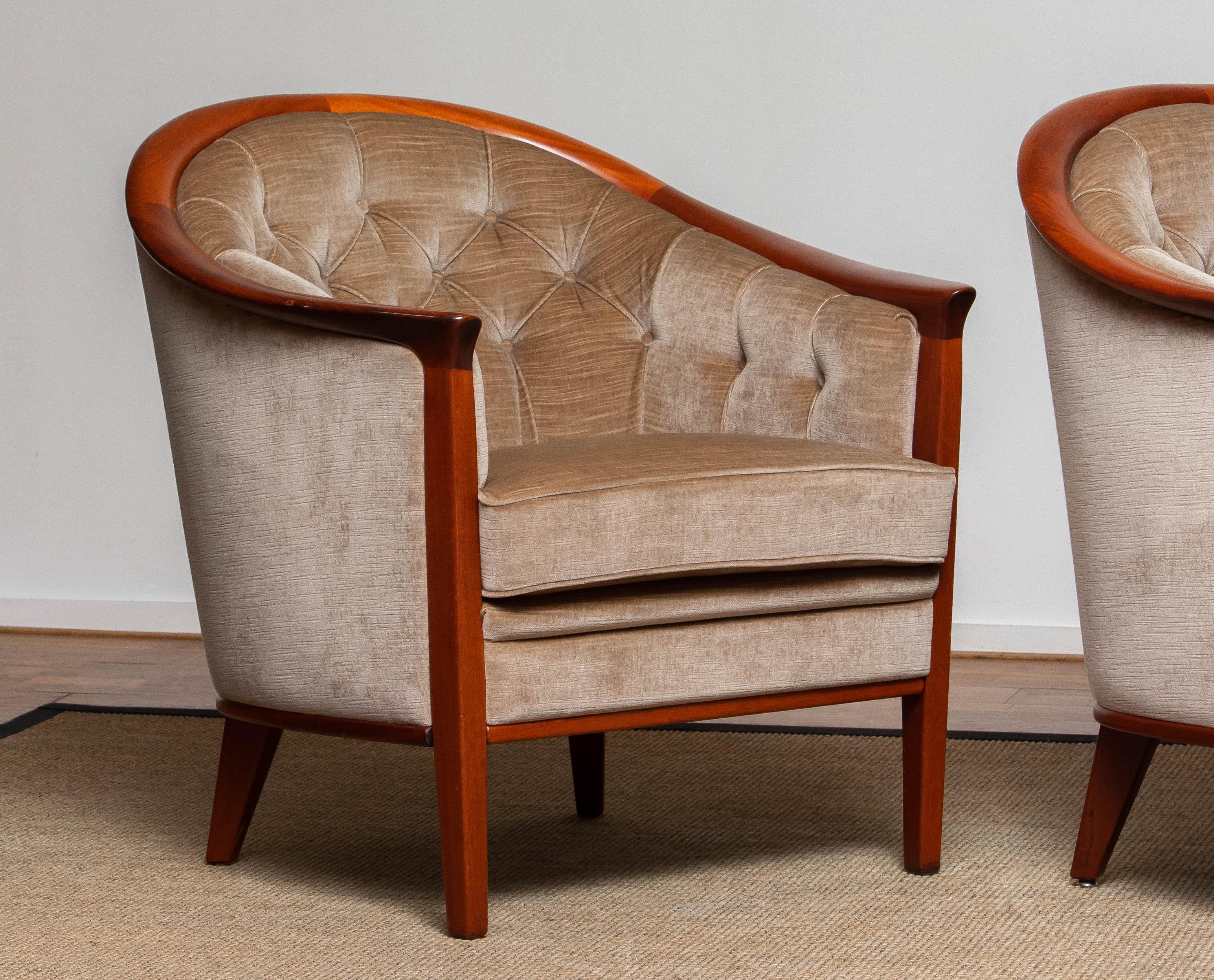 Mid-20th Century 1960s Pair Lounge Club Chairs by Bertil Fridhagen Sweden