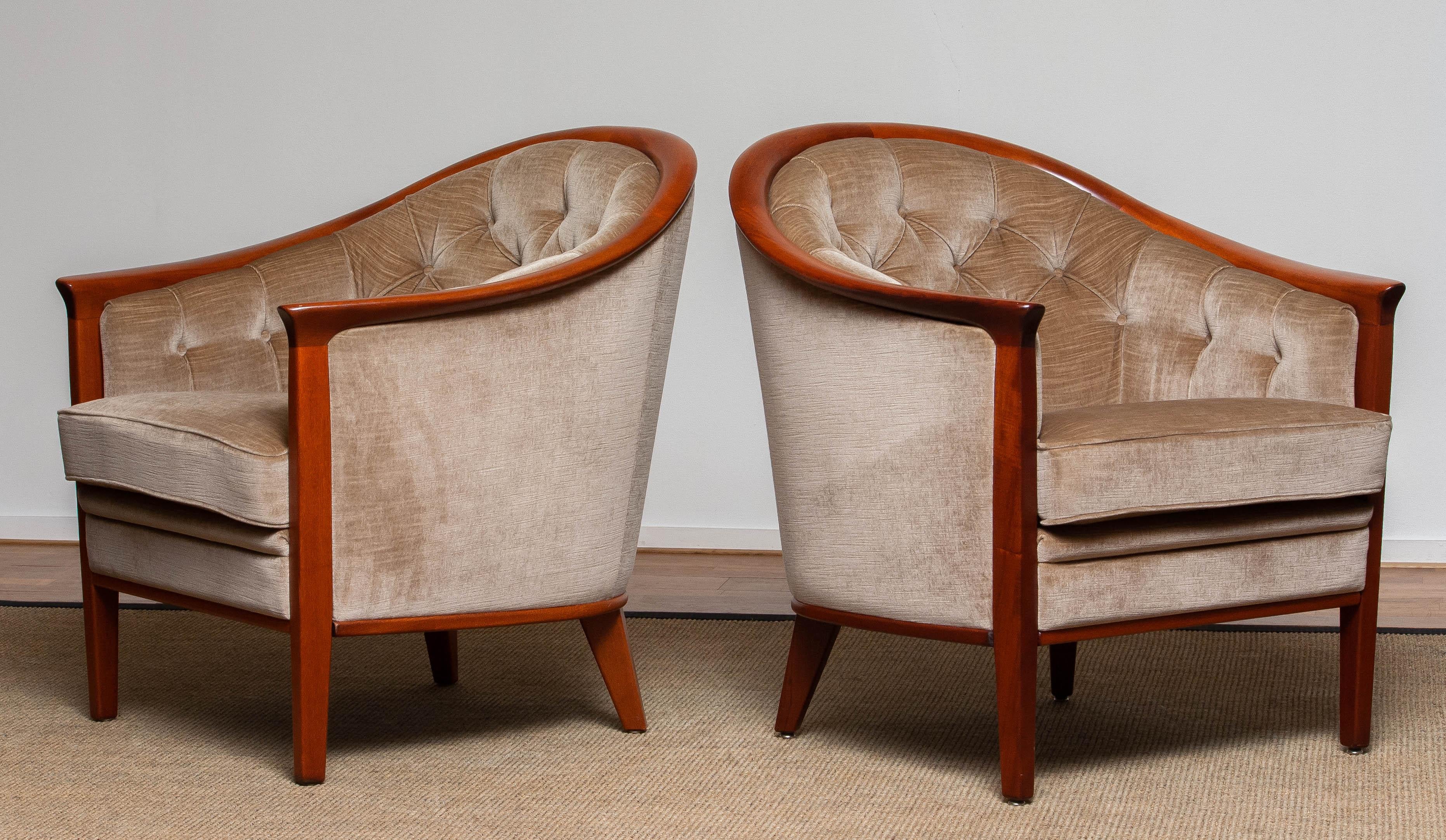 1960s Pair Lounge Club Chairs by Bertil Fridhagen Sweden 1