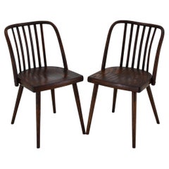 Paire de chaises Antonin Suman en hêtre des années 1960, restaurées