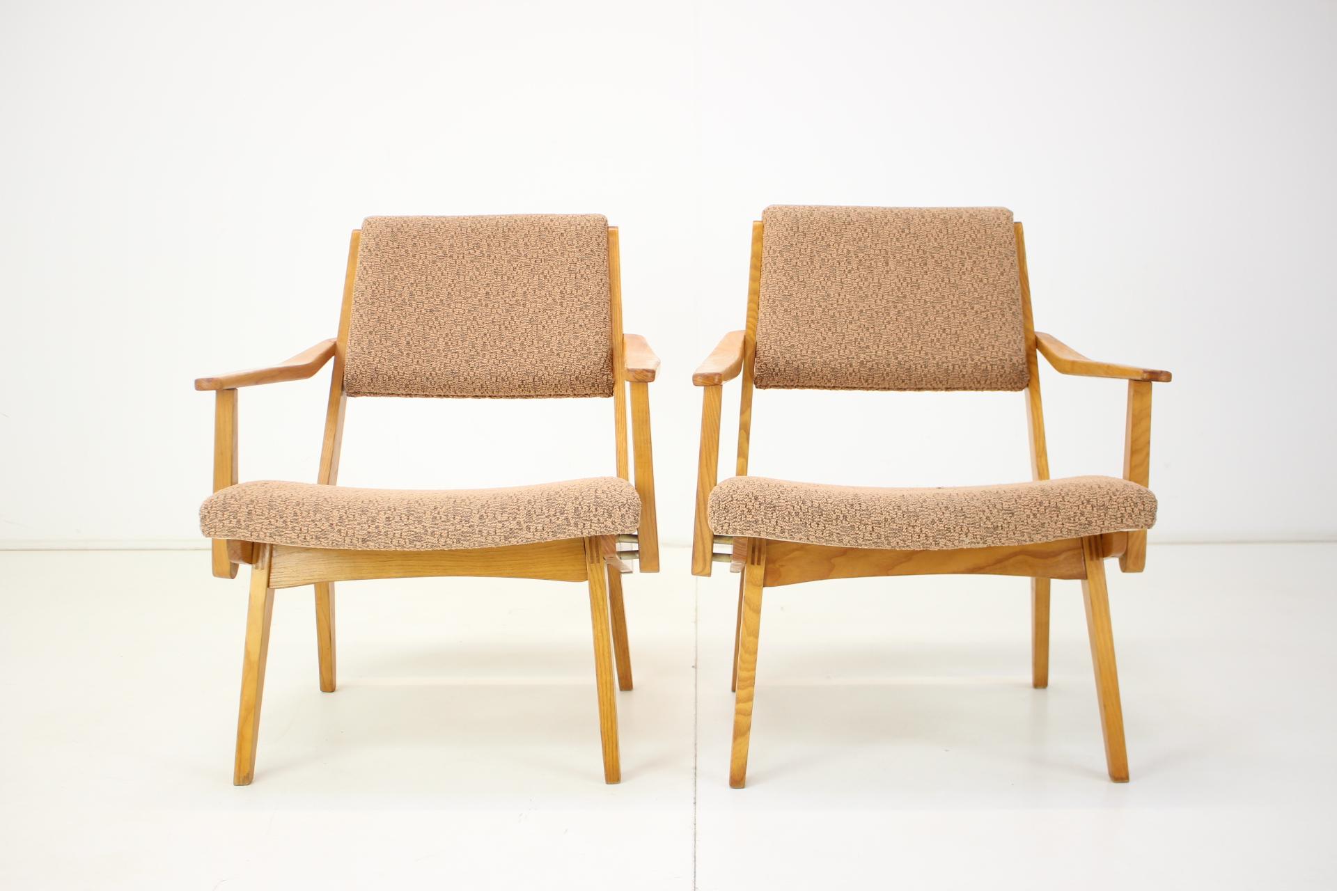 Mid-Century Modern 1960s Pair of Armchairs by Krasna Jizba, Czechoslovakia For Sale