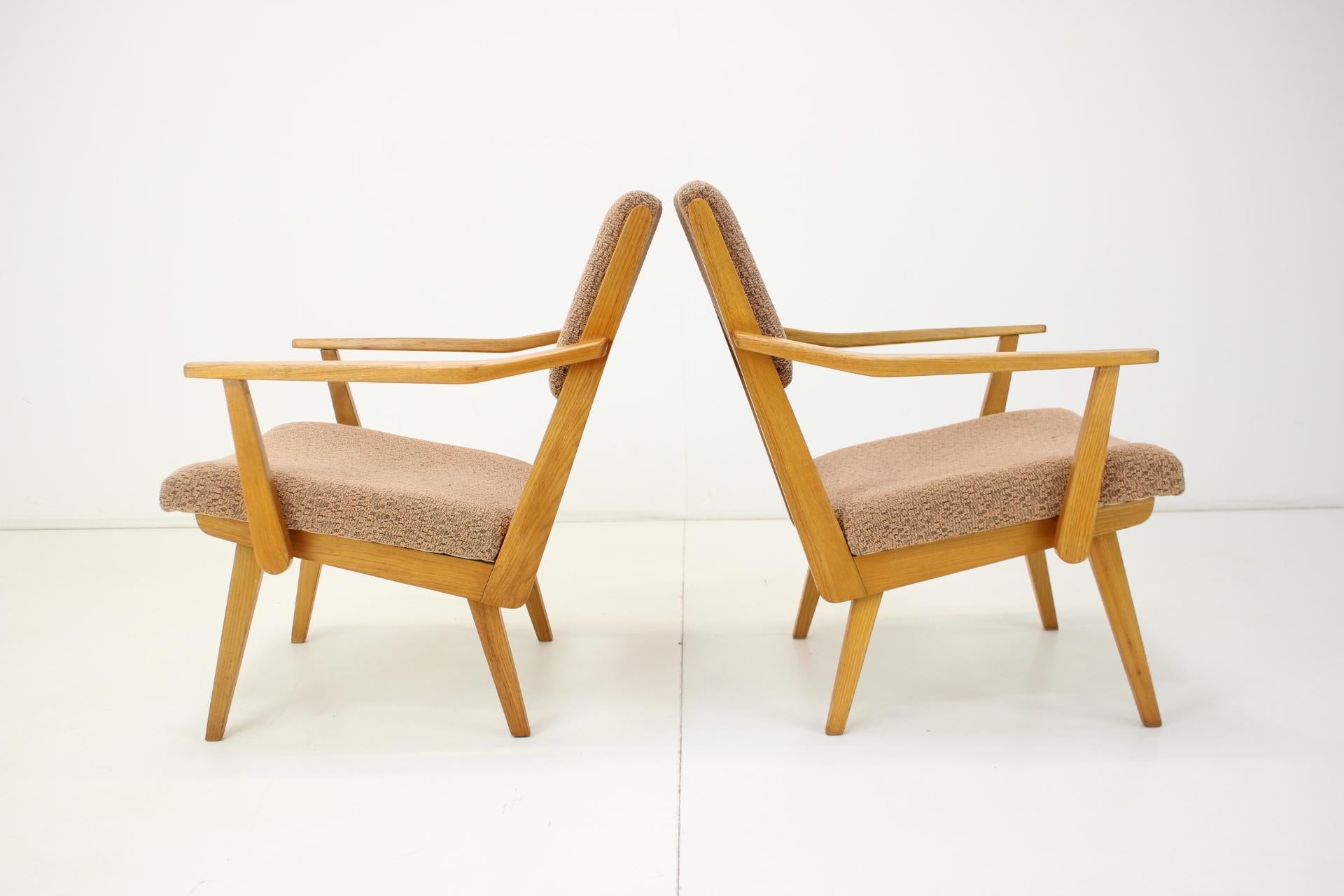 Fabric 1960s Pair of Armchairs by Krasna Jizba, Czechoslovakia For Sale