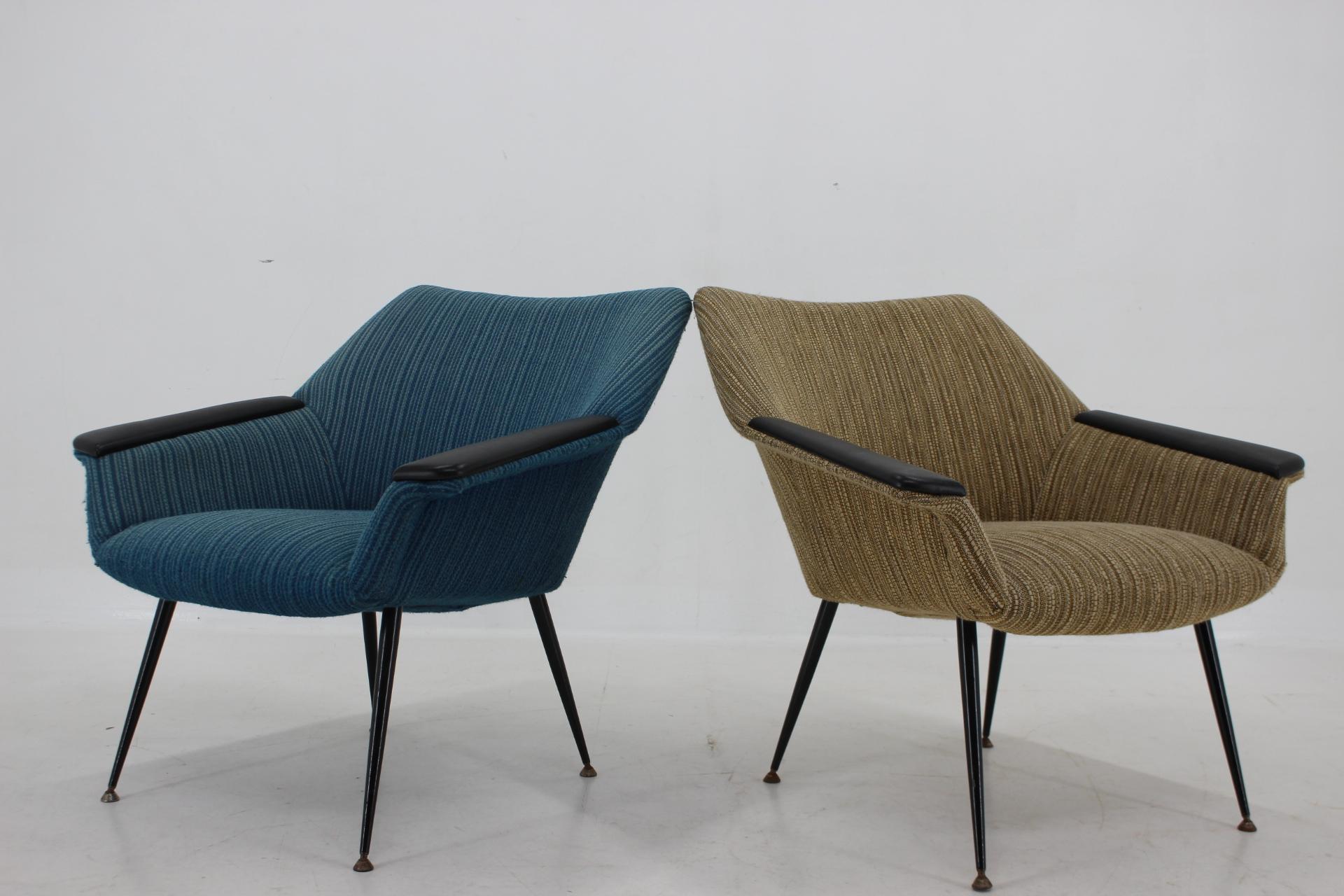 Milieu du XXe siècle Paire de fauteuils des annes 1960, Italie en vente