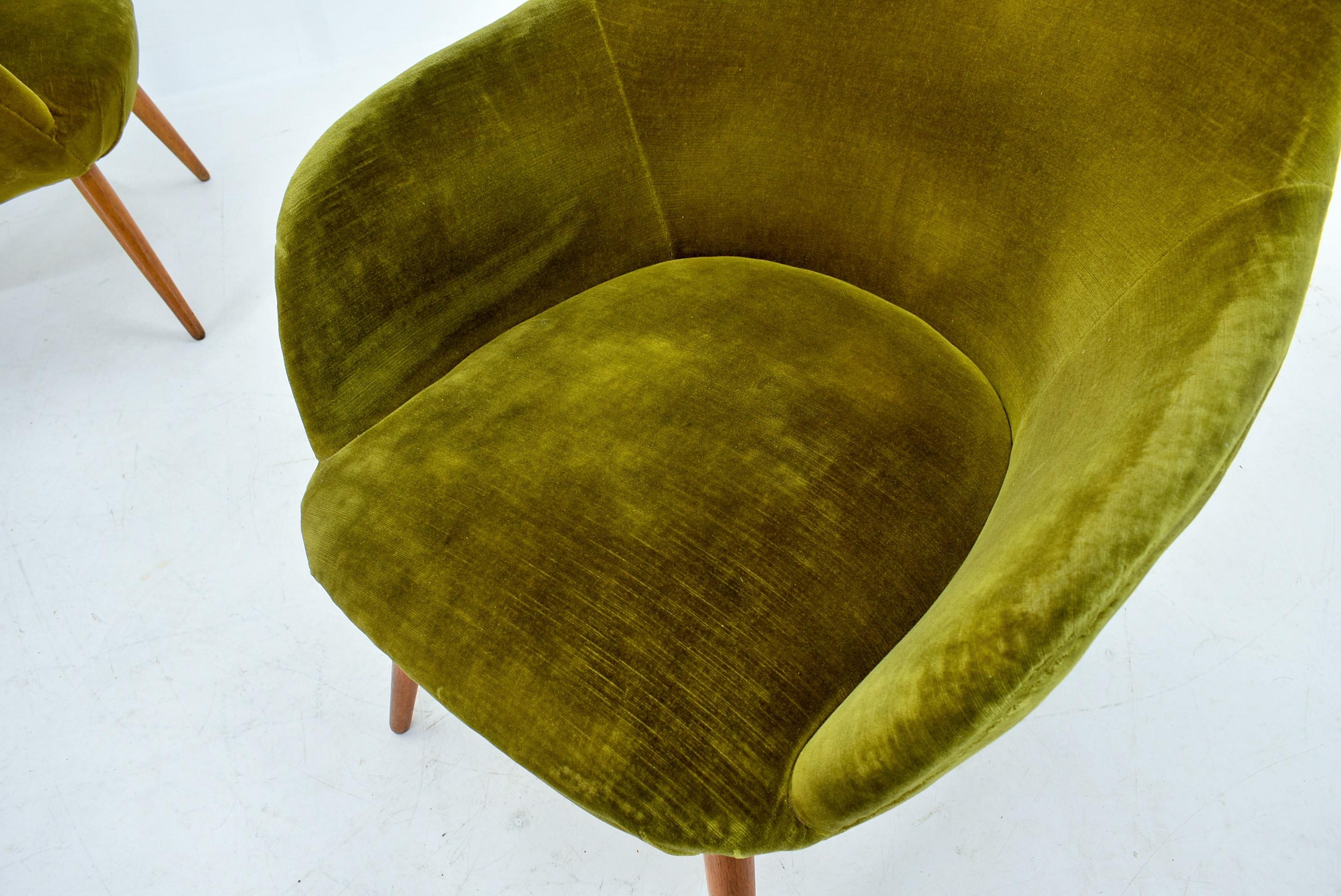 Fabric 1960s Pair of Armchairs, Italy