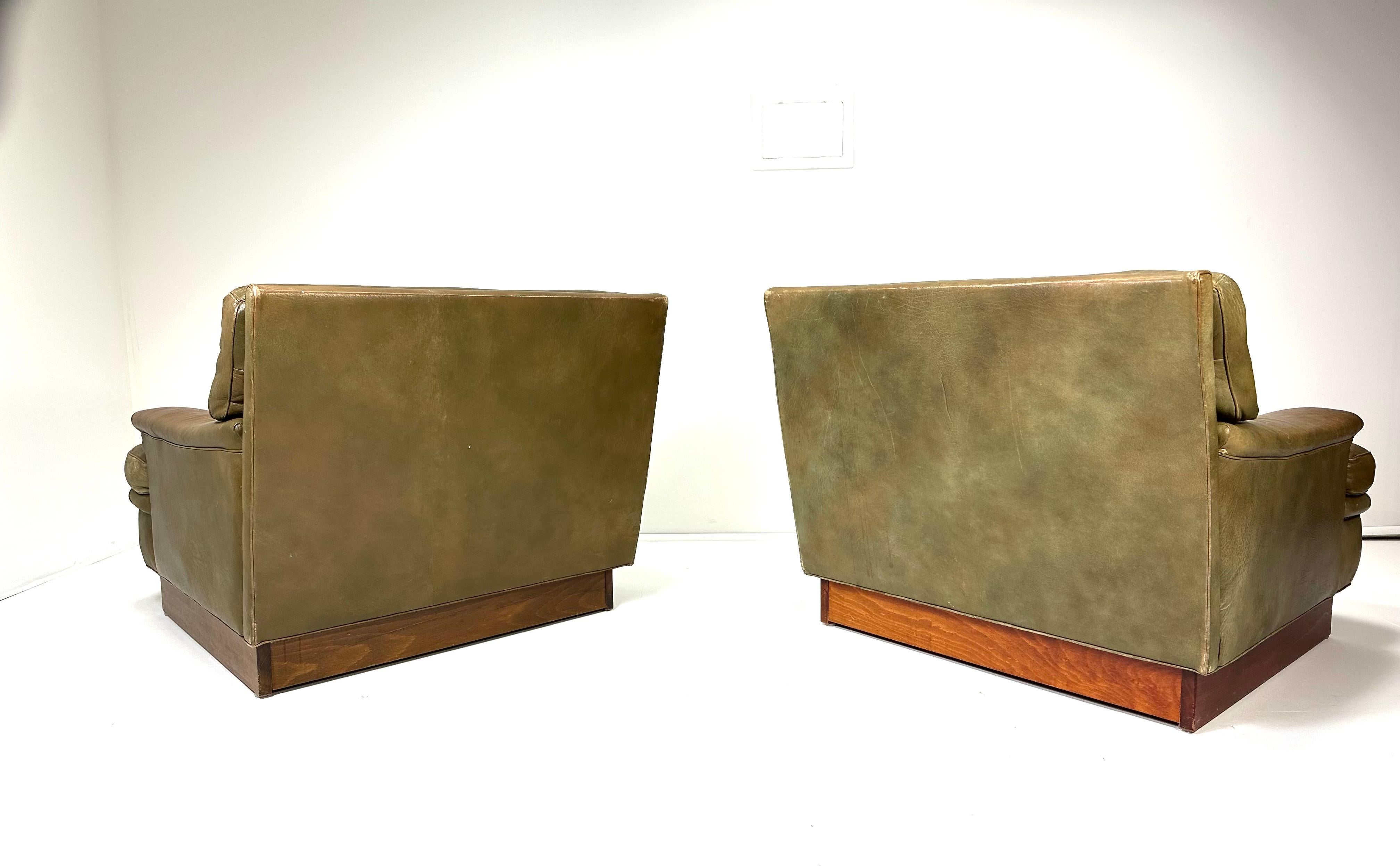 20th Century 1960s Pair of Arne Norell Leather Lounge Chairs For Sale