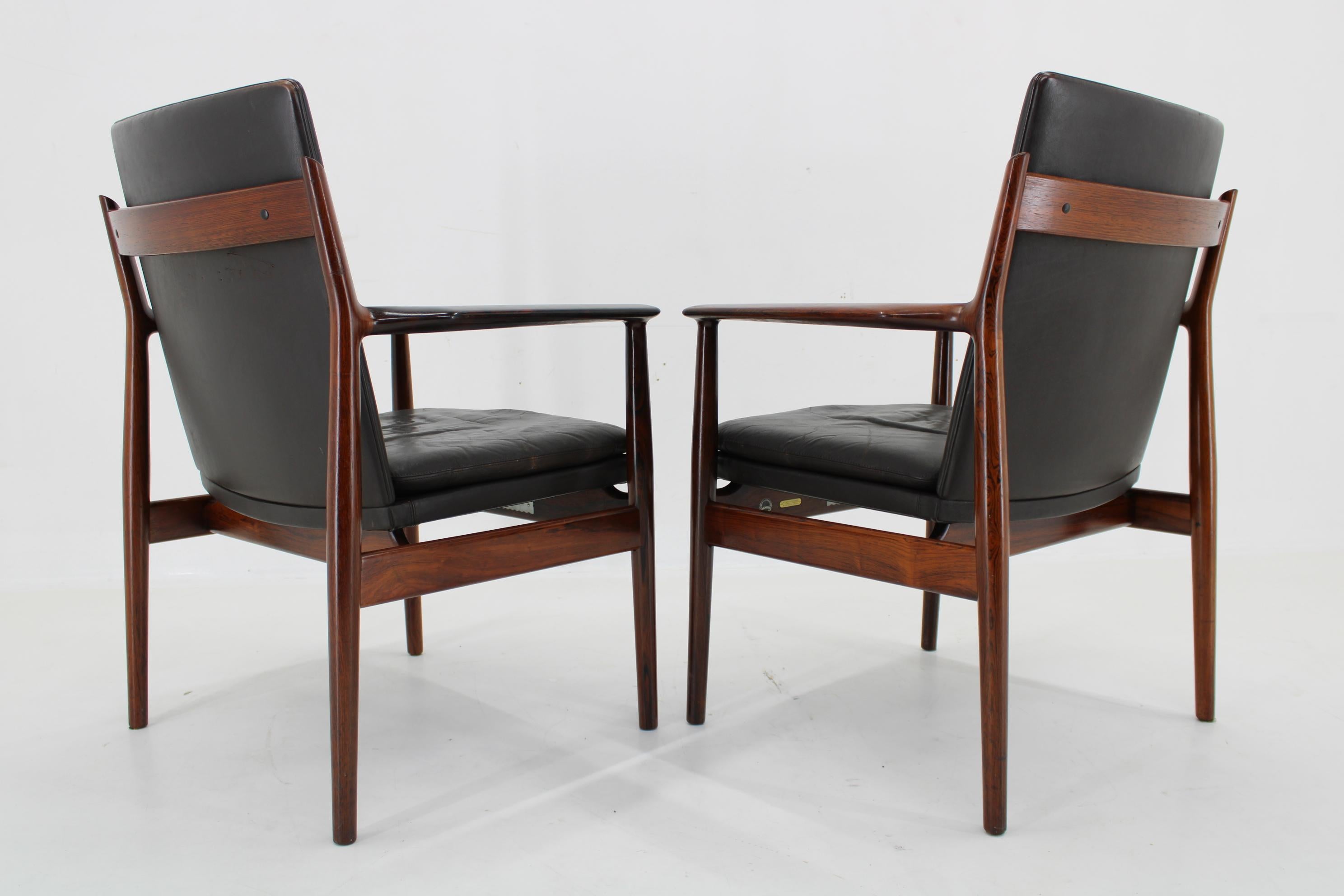 Bois 1960s Paire de fauteuils Arne Vodder 431 par Sibast Mobler, Danemark en vente