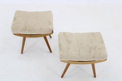 Paar Hocker aus Eschenholz, Tschechoslowakei, 1960er Jahre