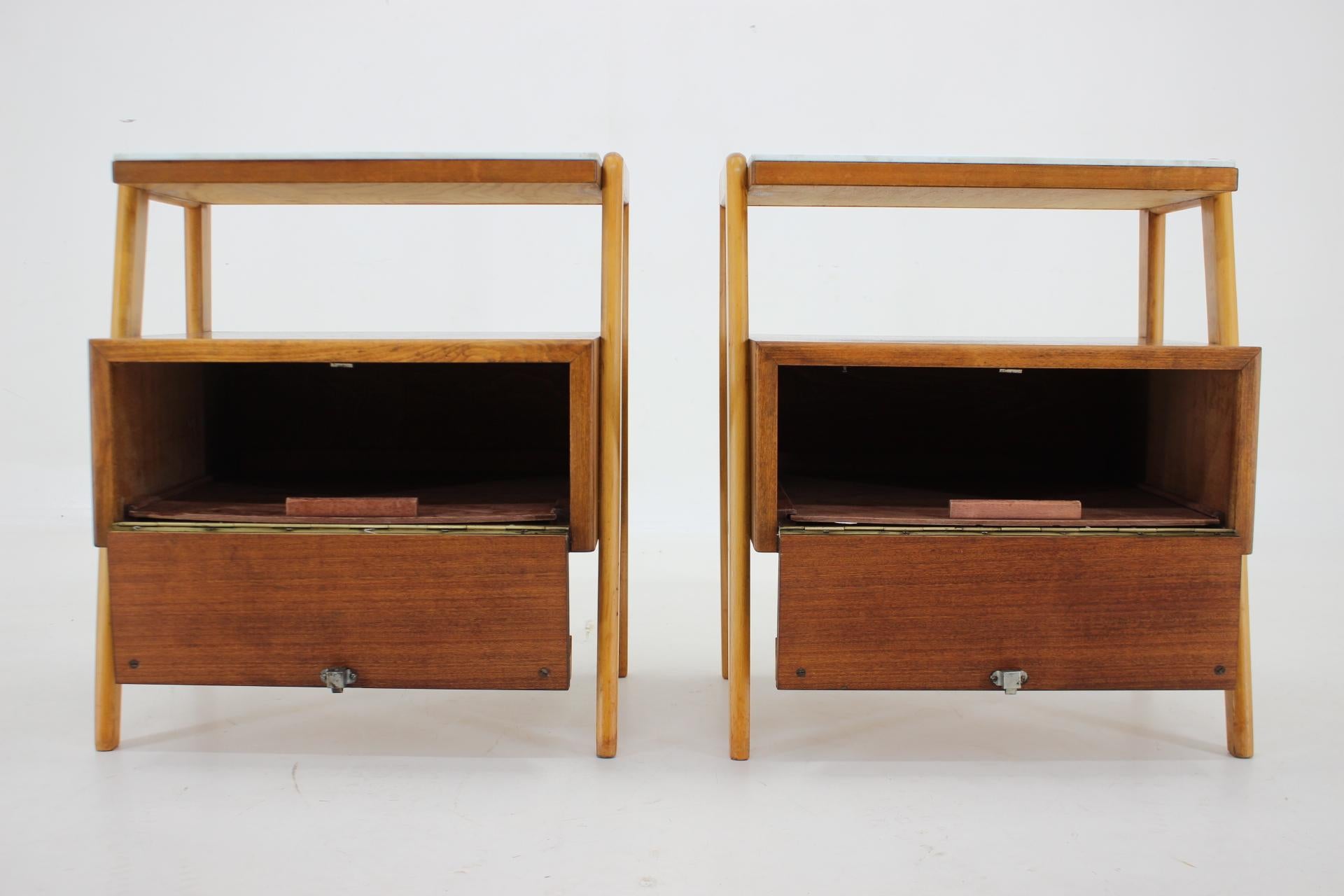 Mid-Century Modern 1960s Pair of Bedside Tables by Interier, Czechoslovakia