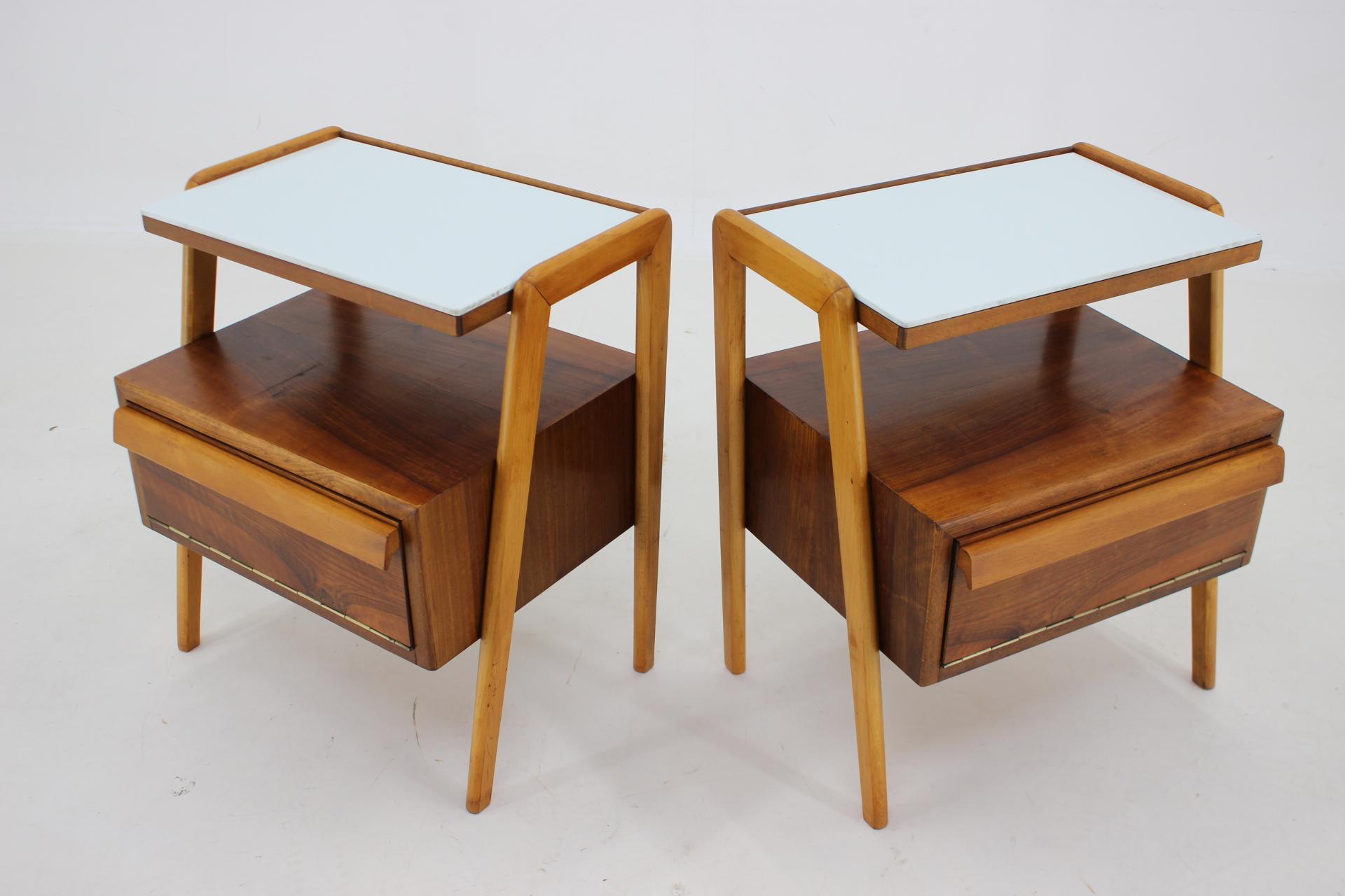 Glass 1960s Pair of Bedside Tables by Interier, Czechoslovakia