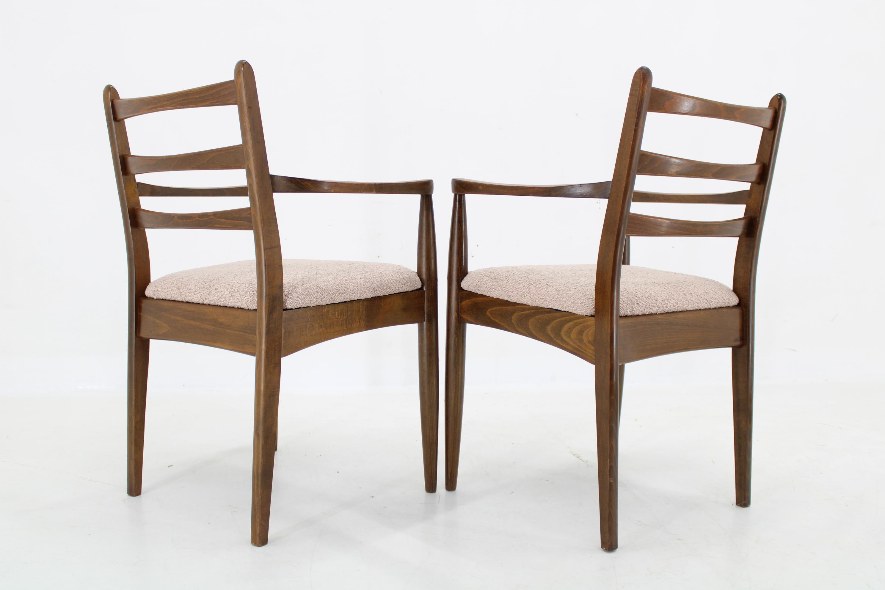 Mid-20th Century 1960s Pair of Beech Armchairs, Czechoslovkia For Sale