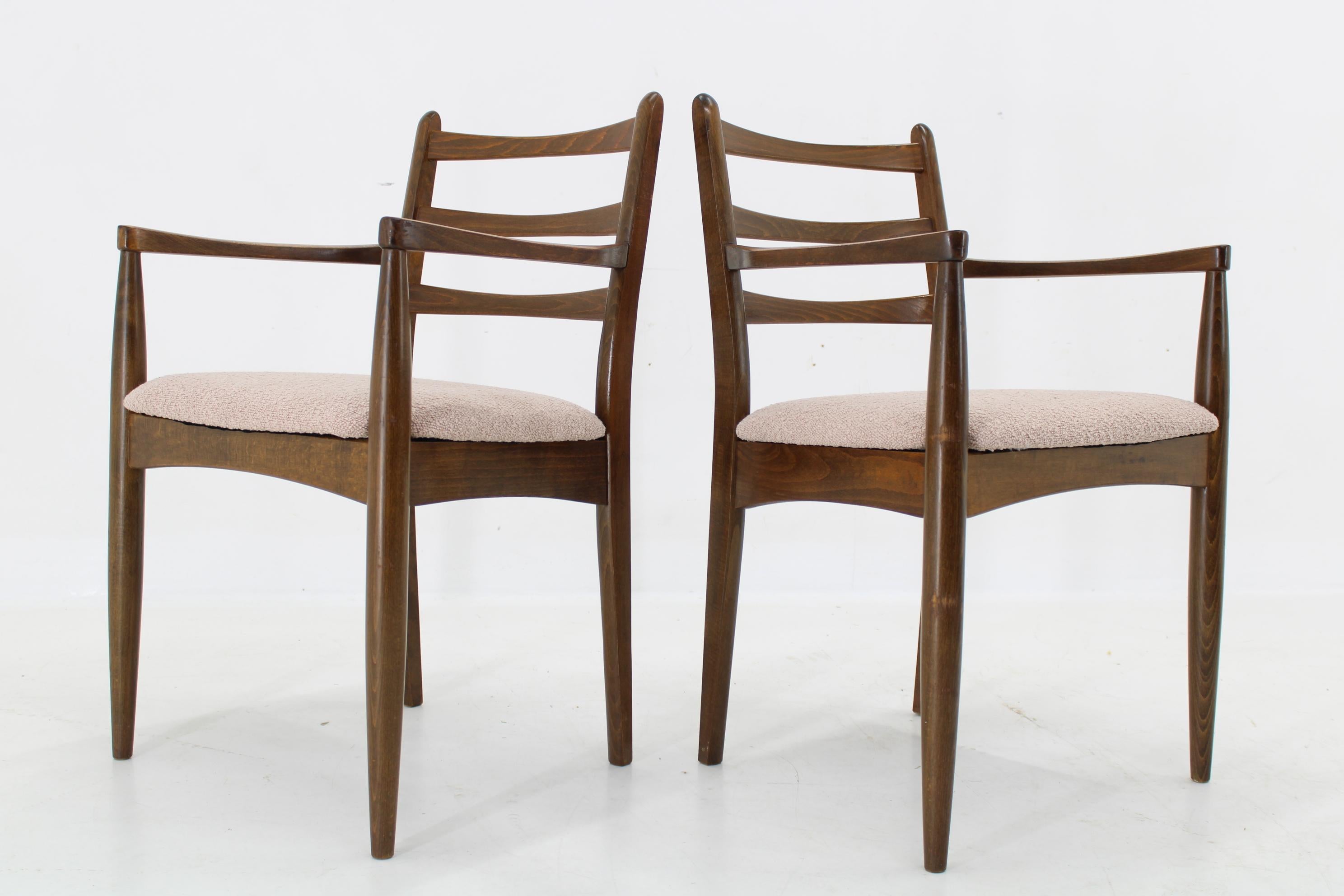 1960s Pair of Beech Armchairs, Czechoslovkia For Sale 3