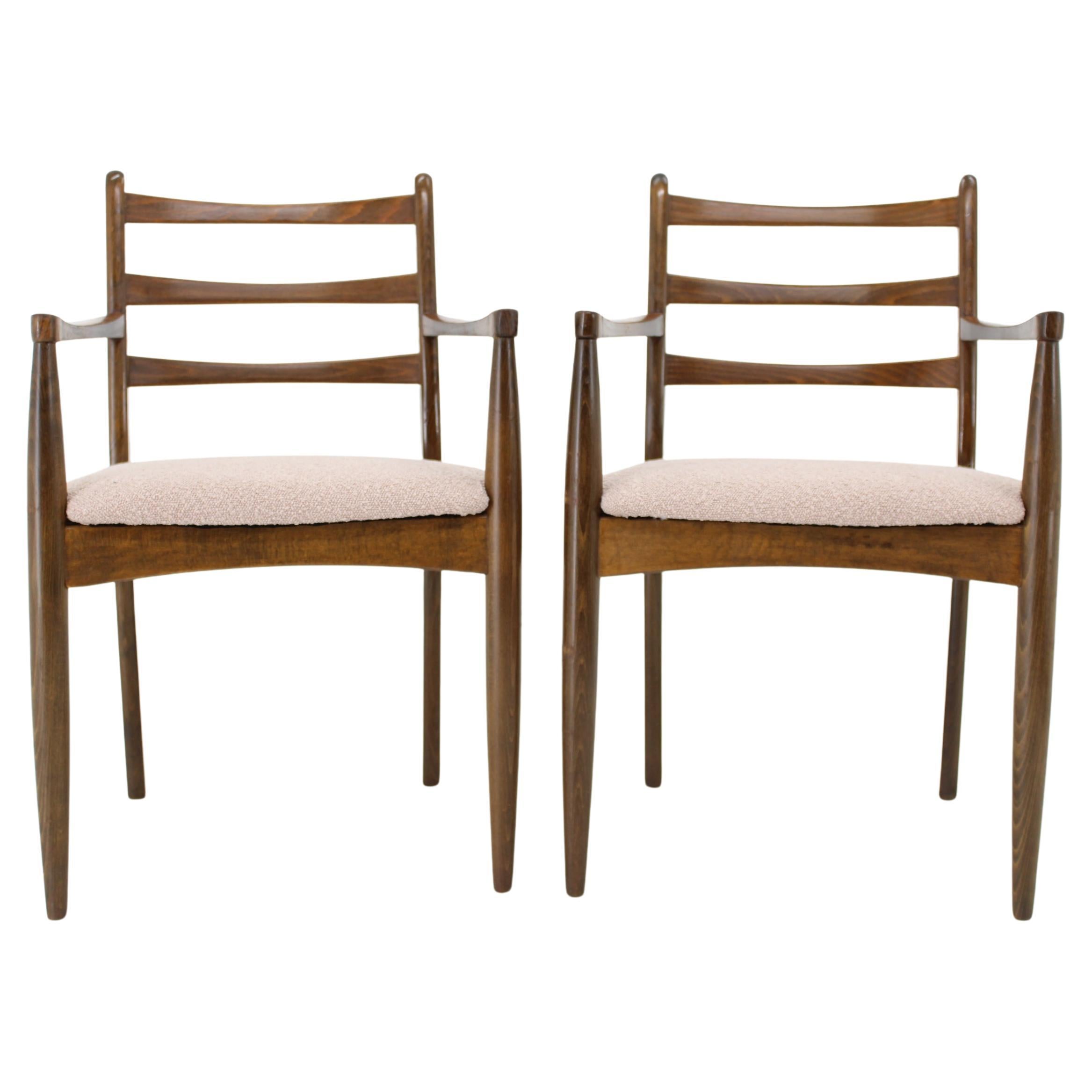 1960s Pair of Beech Armchairs, Czechoslovkia For Sale