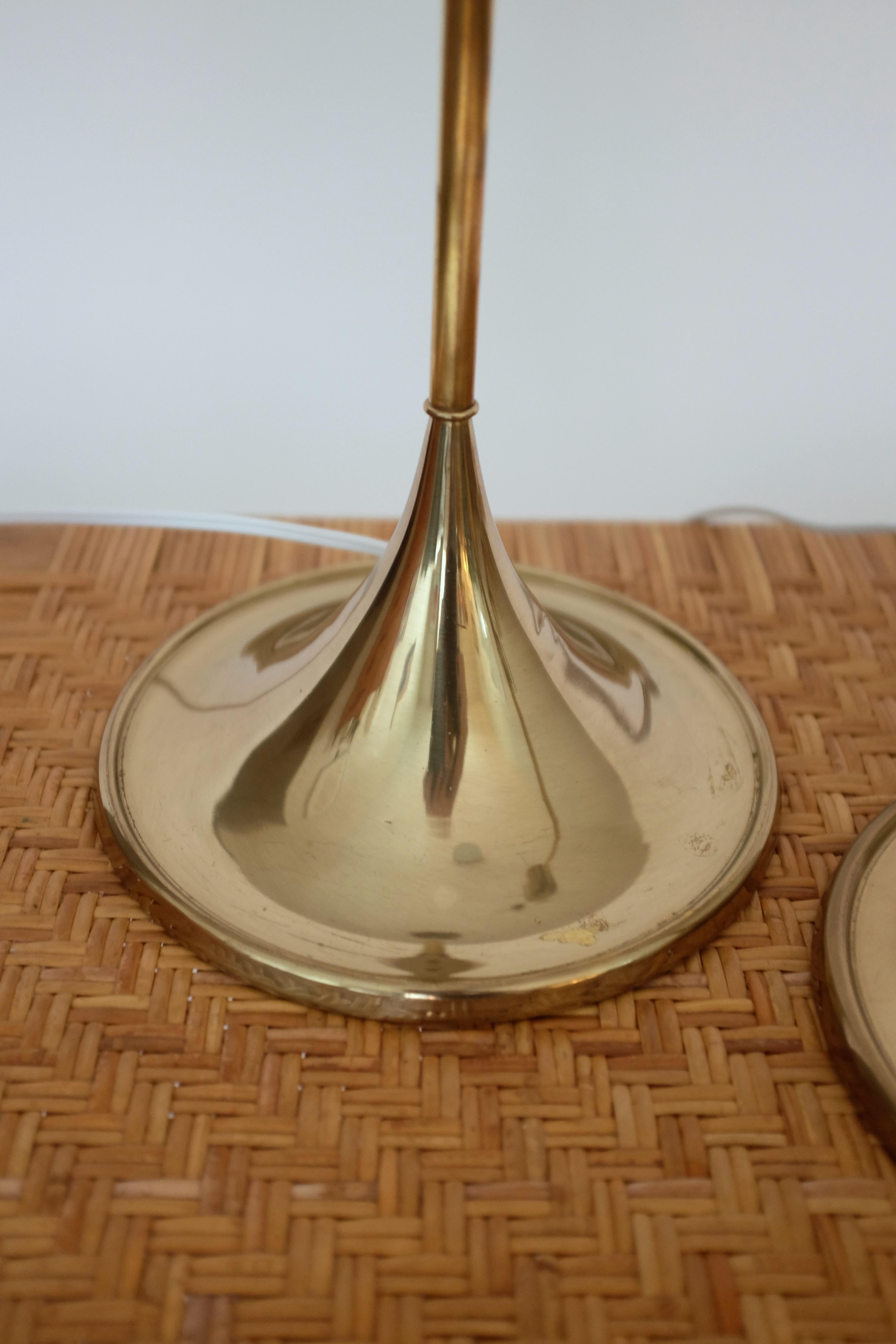 Mid-Century Modern 1960's Pair of Bergboms Brass Lamps