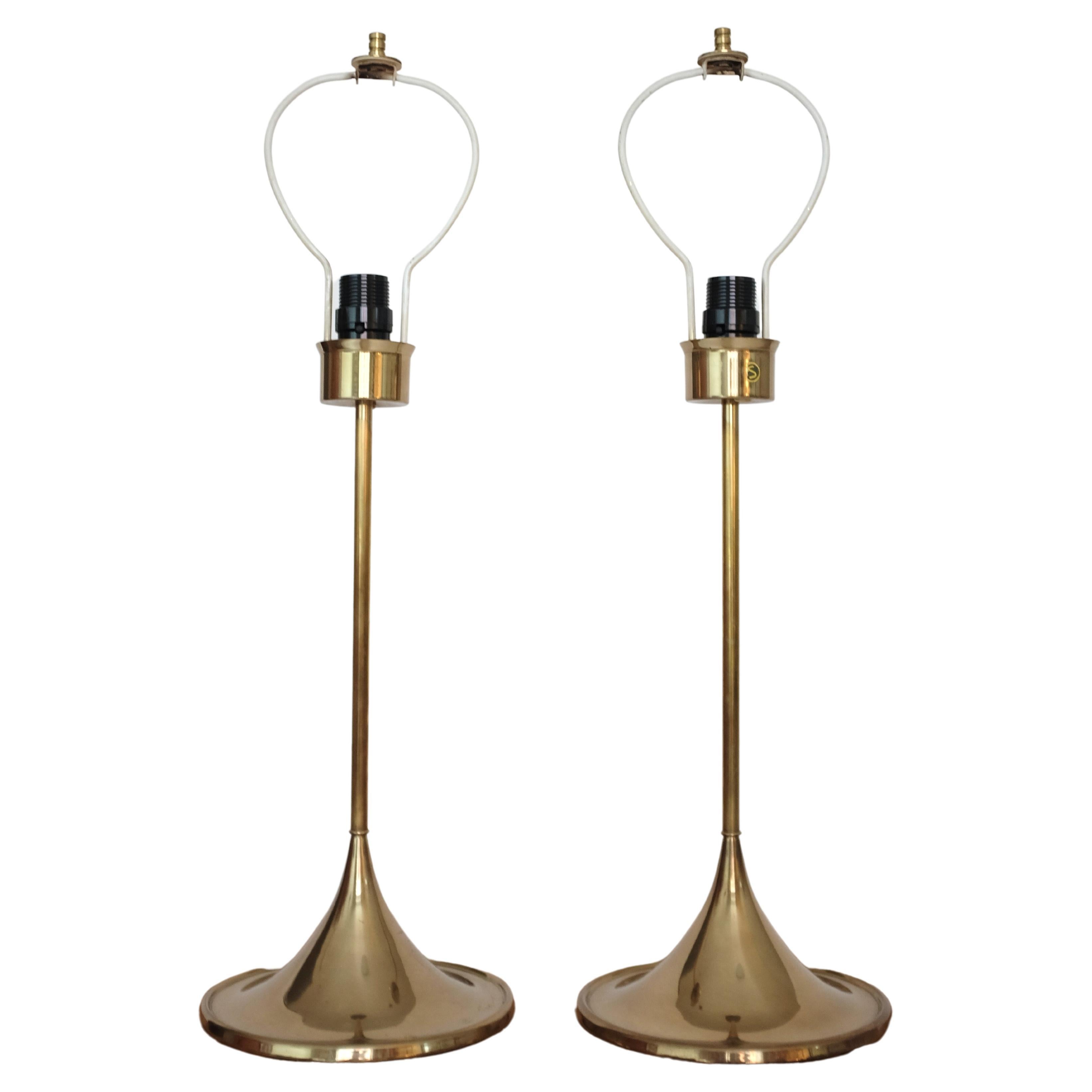 1960's Pair of Bergboms Brass Lamps