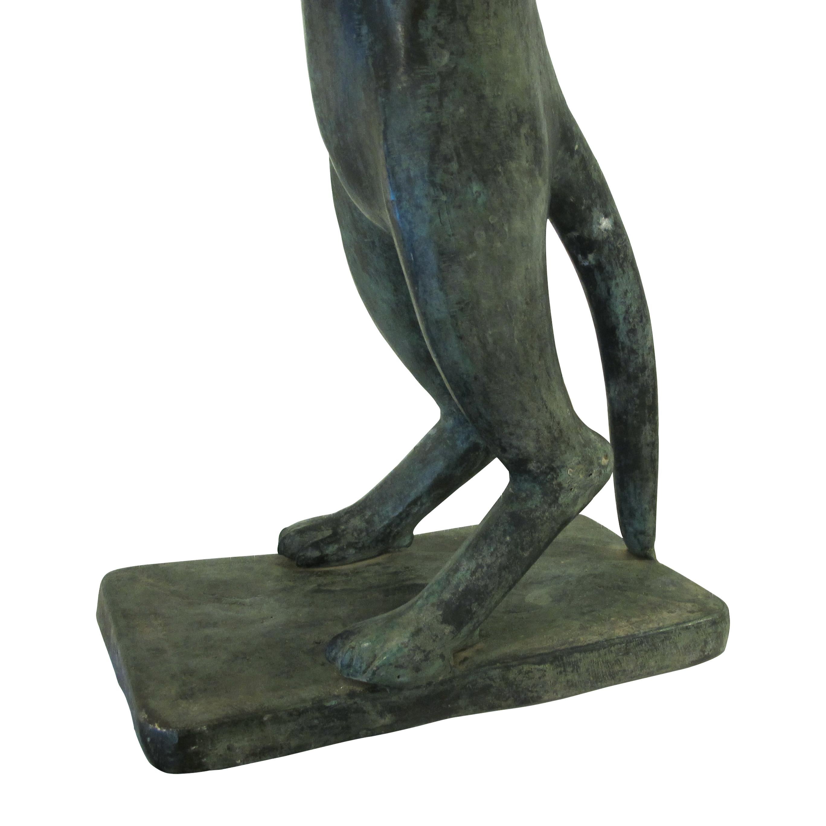 1960s Pair of Bronze Bird Baths Cat Statues in the Style of Diego Giacometti, En 4