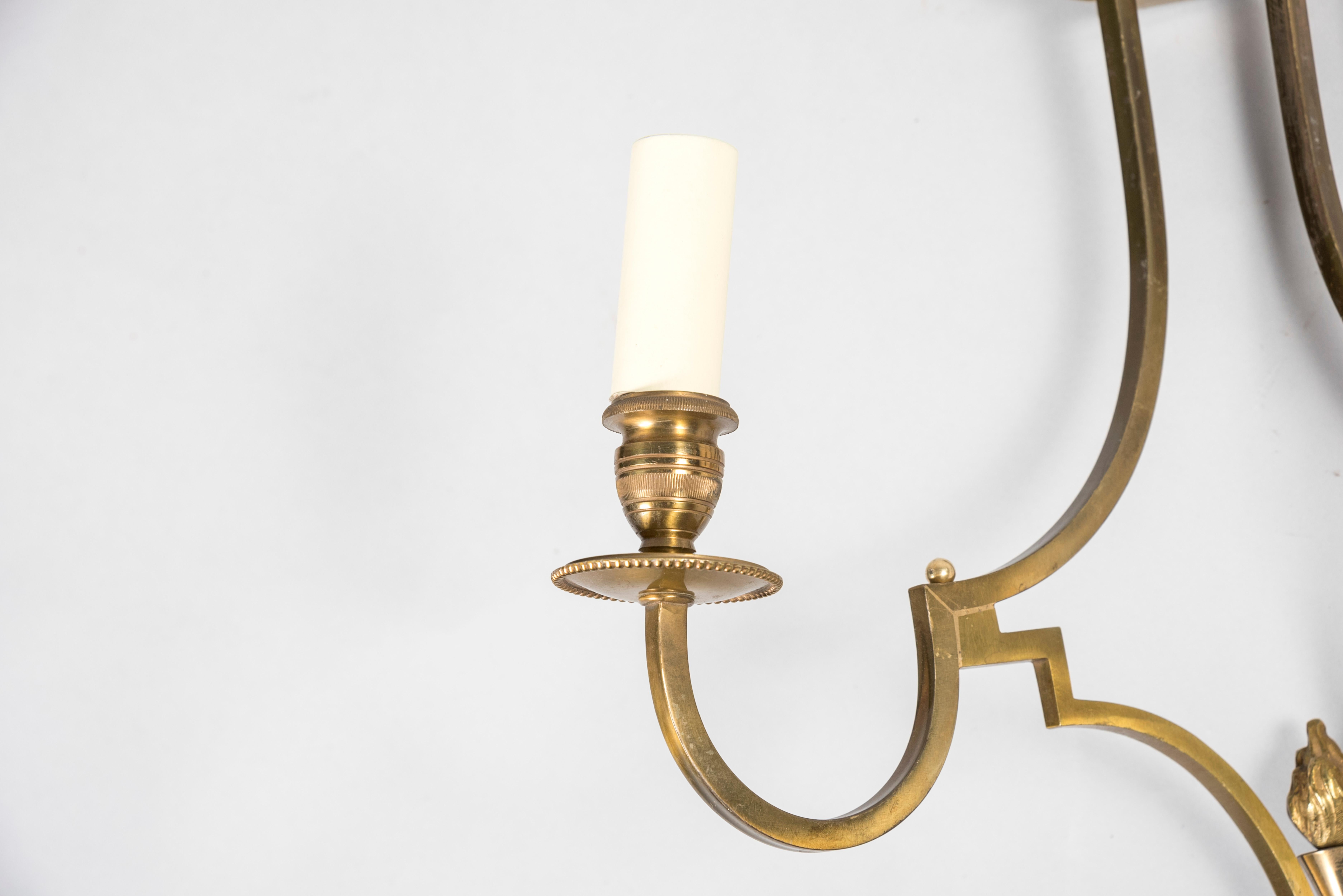 1960's Pair of Bronze Sconces by Maison Charles In Good Condition For Sale In Bois-Colombes, FR