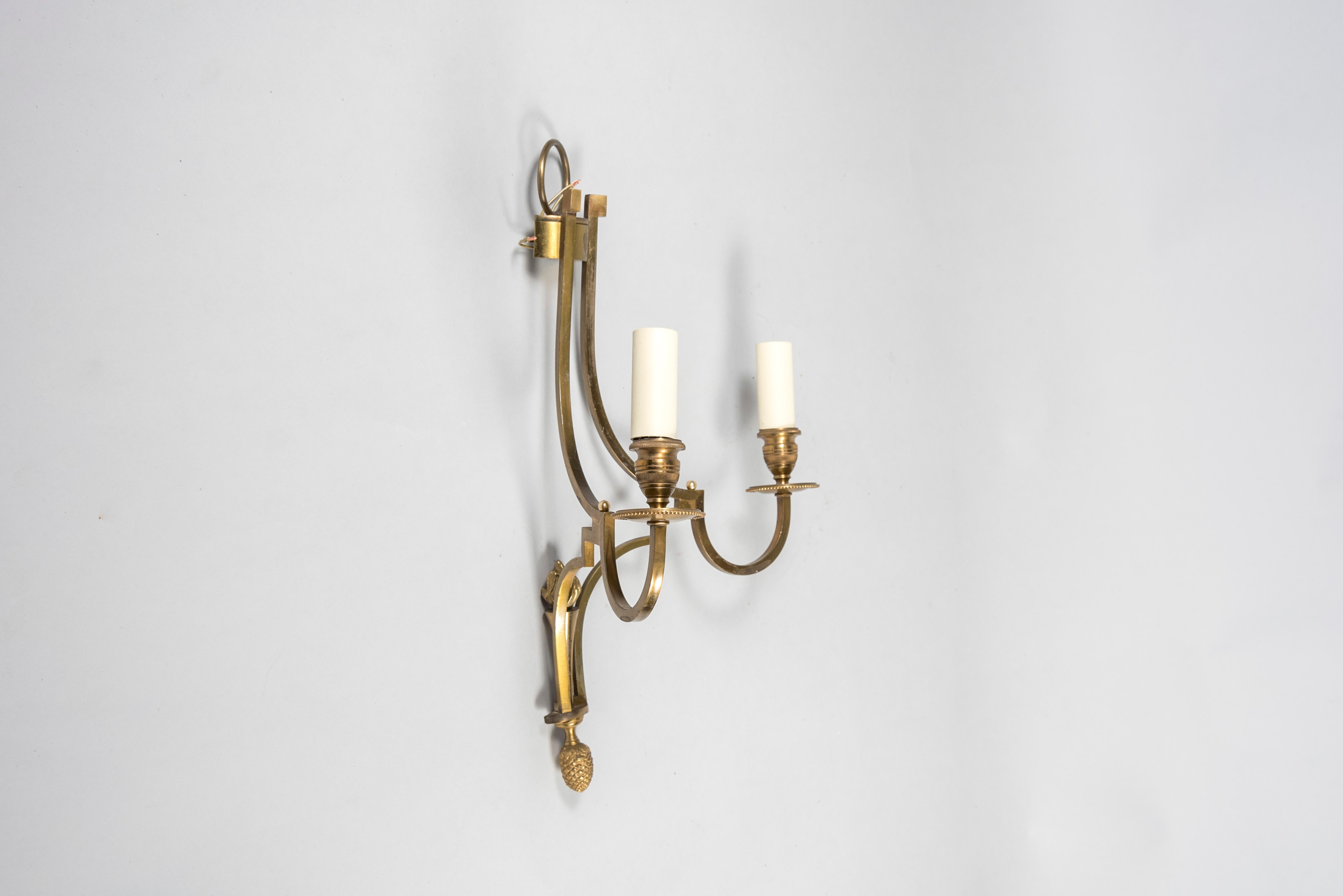 1960's Pair of Bronze Sconces by Maison Charles For Sale 1