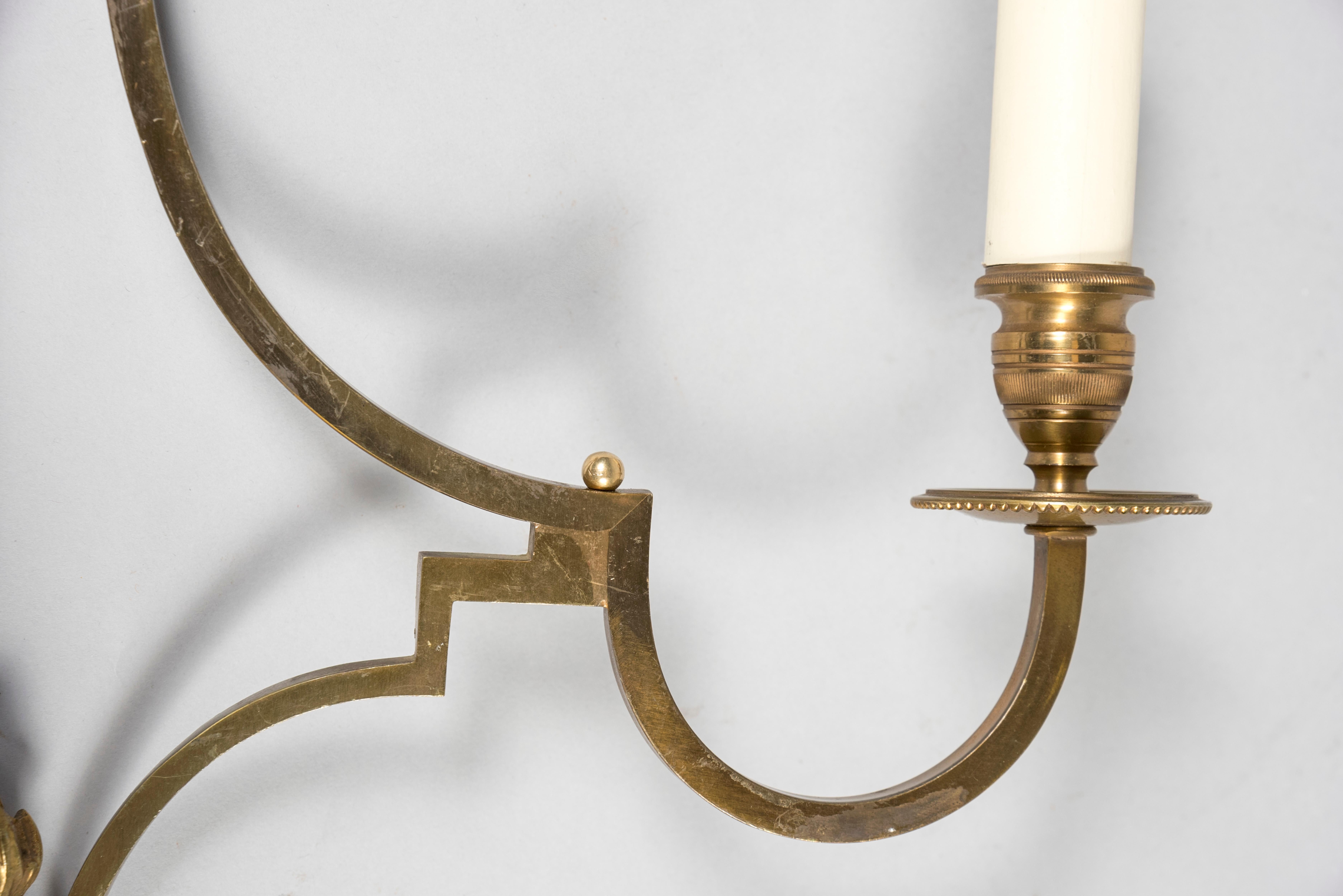 1960's Pair of Bronze Sconces by Maison Charles For Sale 2