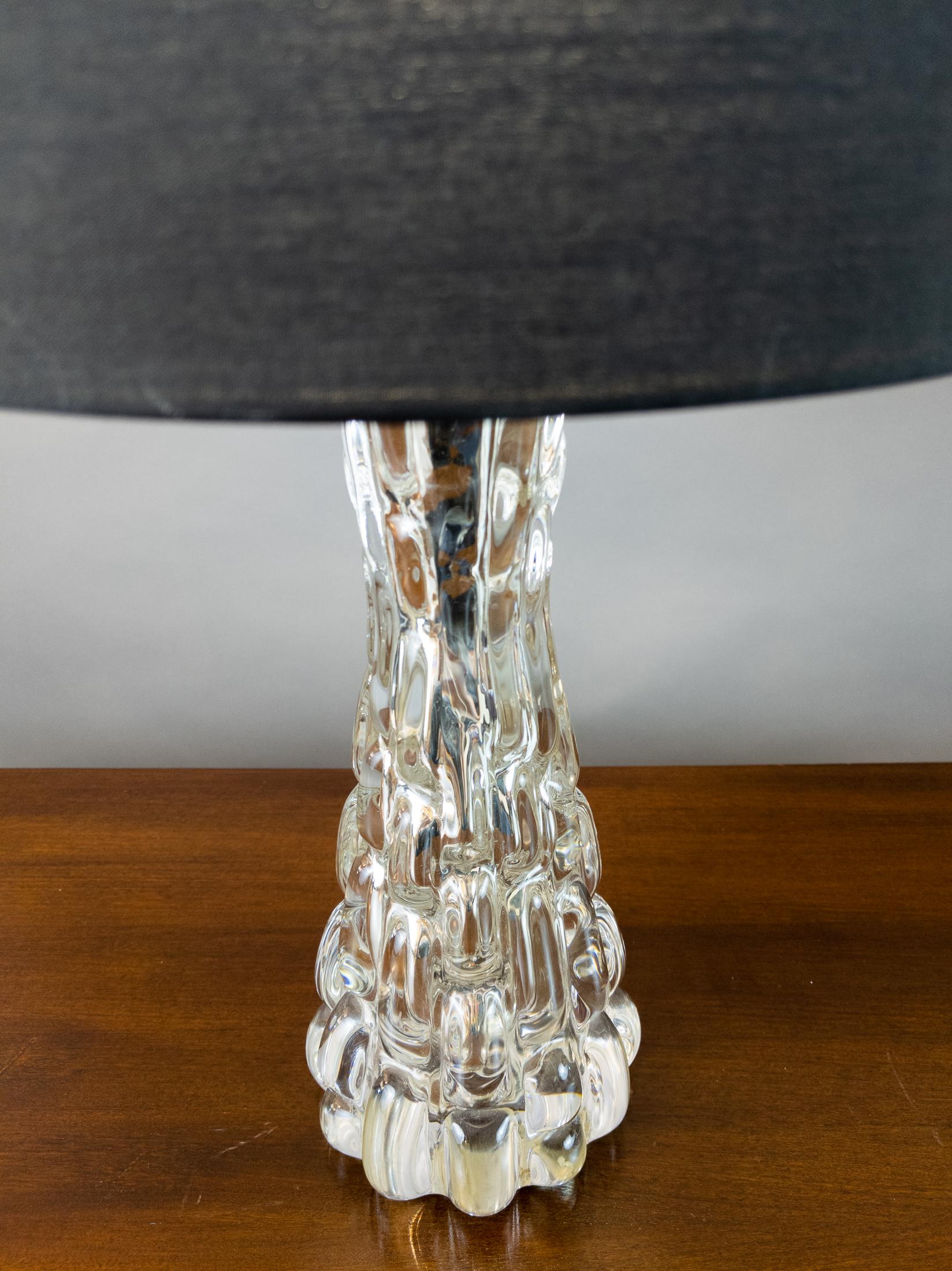 1960s Pair of Carl Fagerlund Crocorelief Glass and Chrome Orrefors Table Lamps In Good Condition For Sale In London, GB