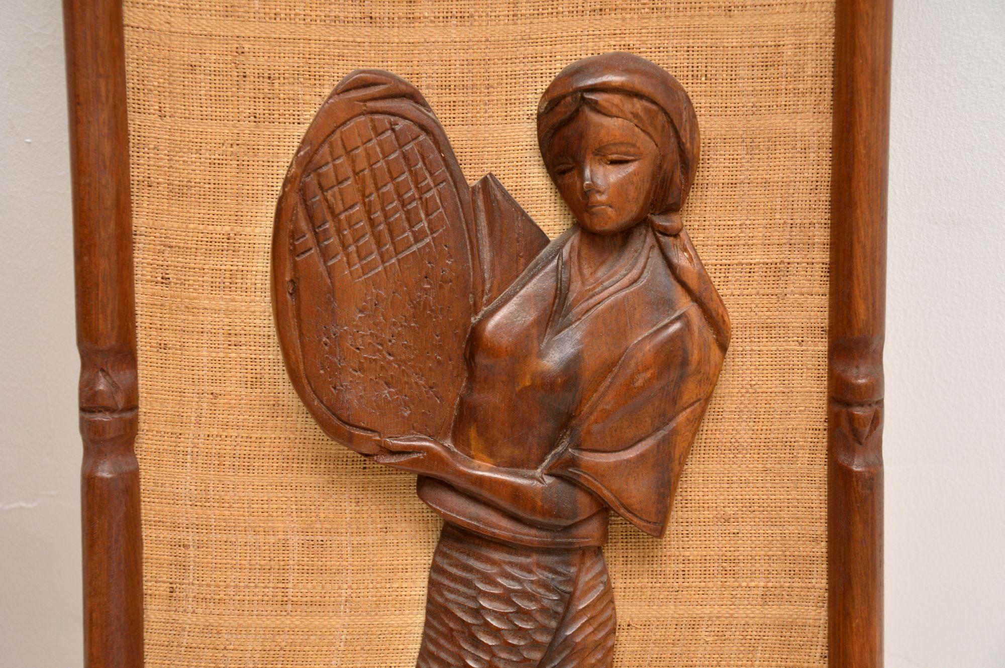 1960s Pair of Carved Walnut Decorative Reliefs Wall Art For Sale 2