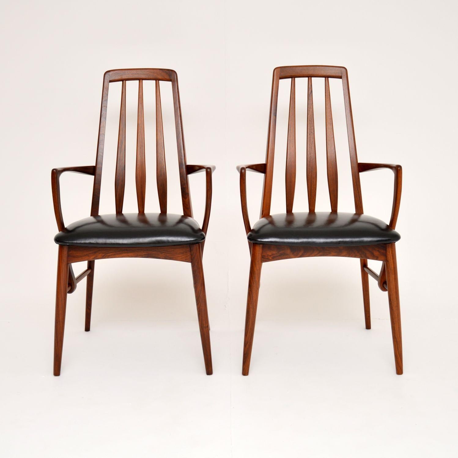 A stylish and beautifully made pair of solid rosewood ‘Eva’ carver chairs. These were designed by Niels Koefoed for Koefoeds Hornslet, they date from the 1960-70’s.

These are of amazing quality, with a sculptural and organic design. The condition