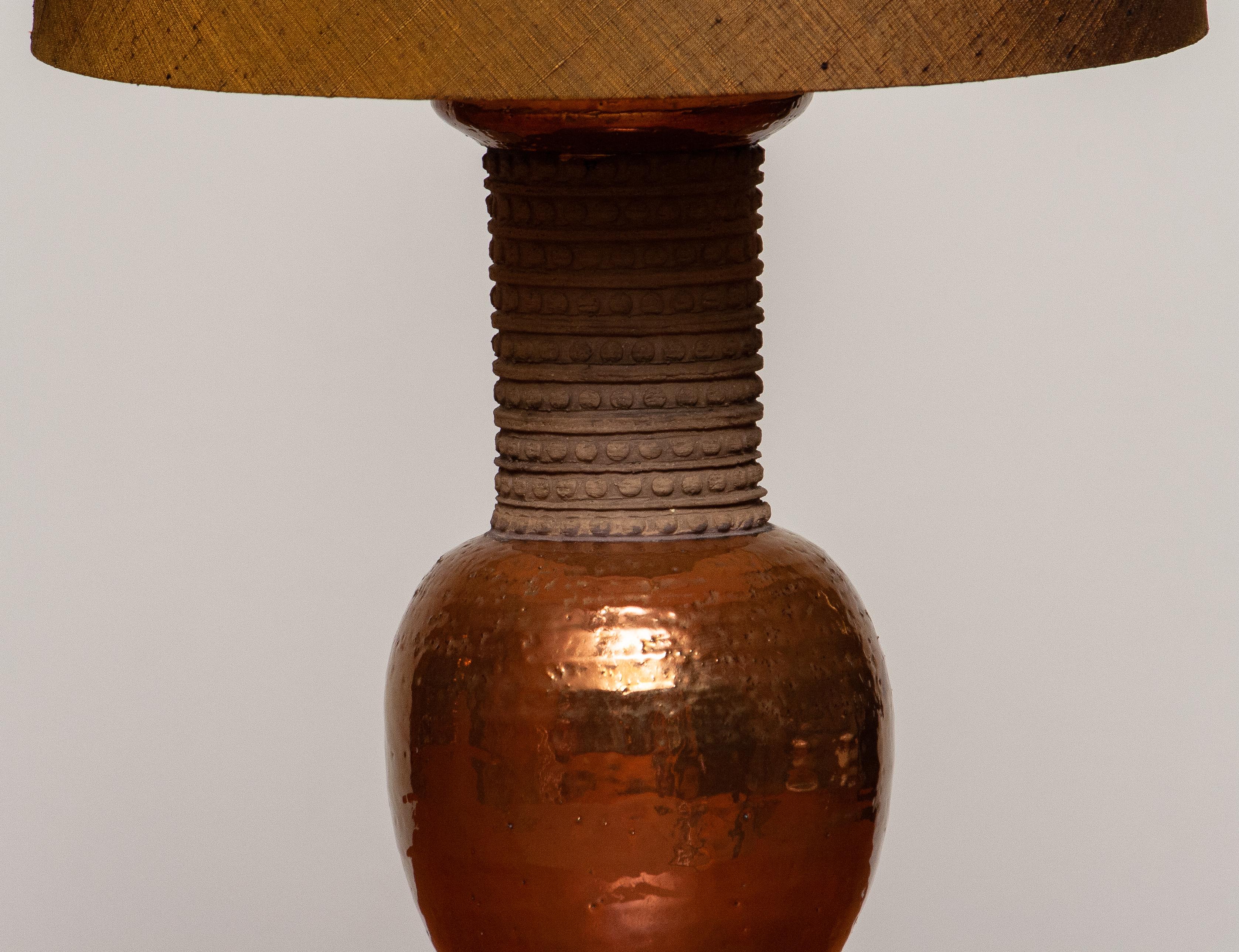 Mid-20th Century 1960s, Pair of Ceramic and Copper Bitossi Italy Table Lamps for Bergboms Sweden