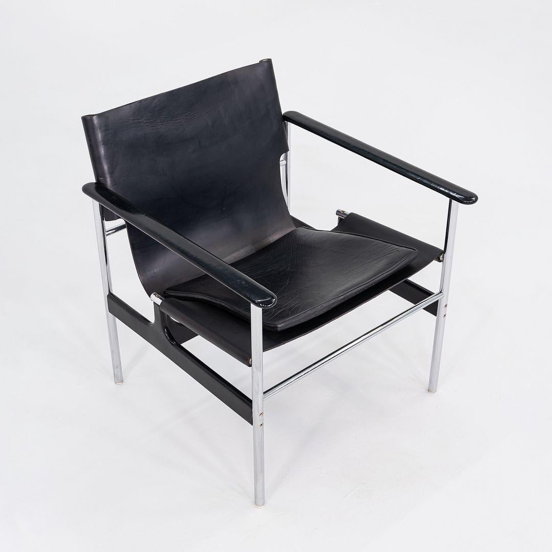 Coppia di sedie a braccio Charles Pollock per Knoll degli anni '60 in pelle e cromo in vendita 1