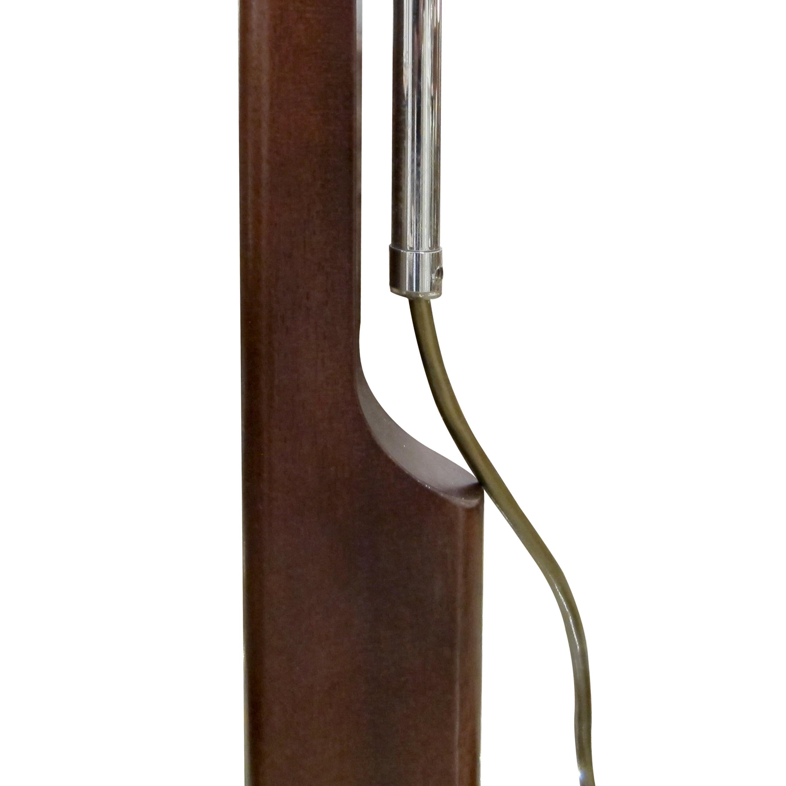 1960s Pair of Chrome and Walnut Swivel Bracket Floor Lamps, Swedish In Good Condition For Sale In London, GB
