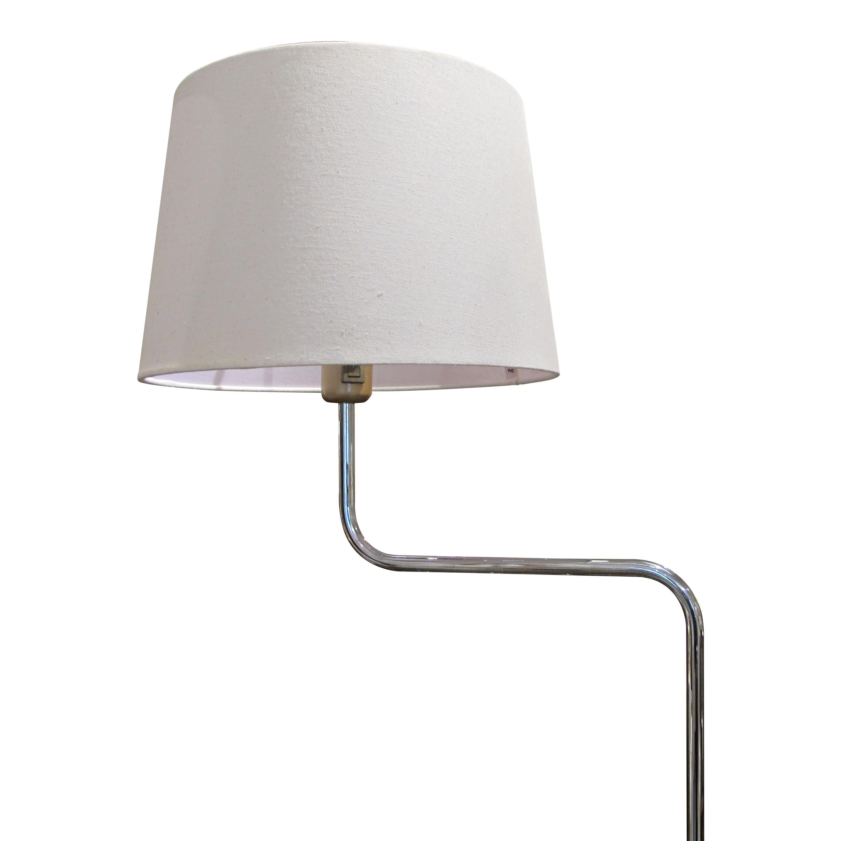 1960s Pair of Chrome and Walnut Swivel Bracket Floor Lamps, Swedish For Sale 1