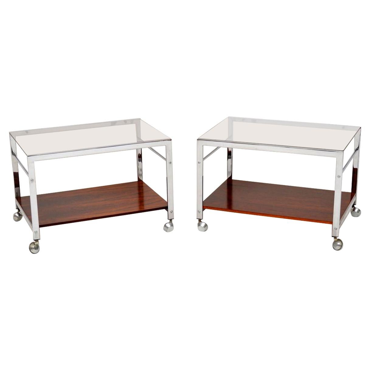 1960s Pair of Chrome Side Tables